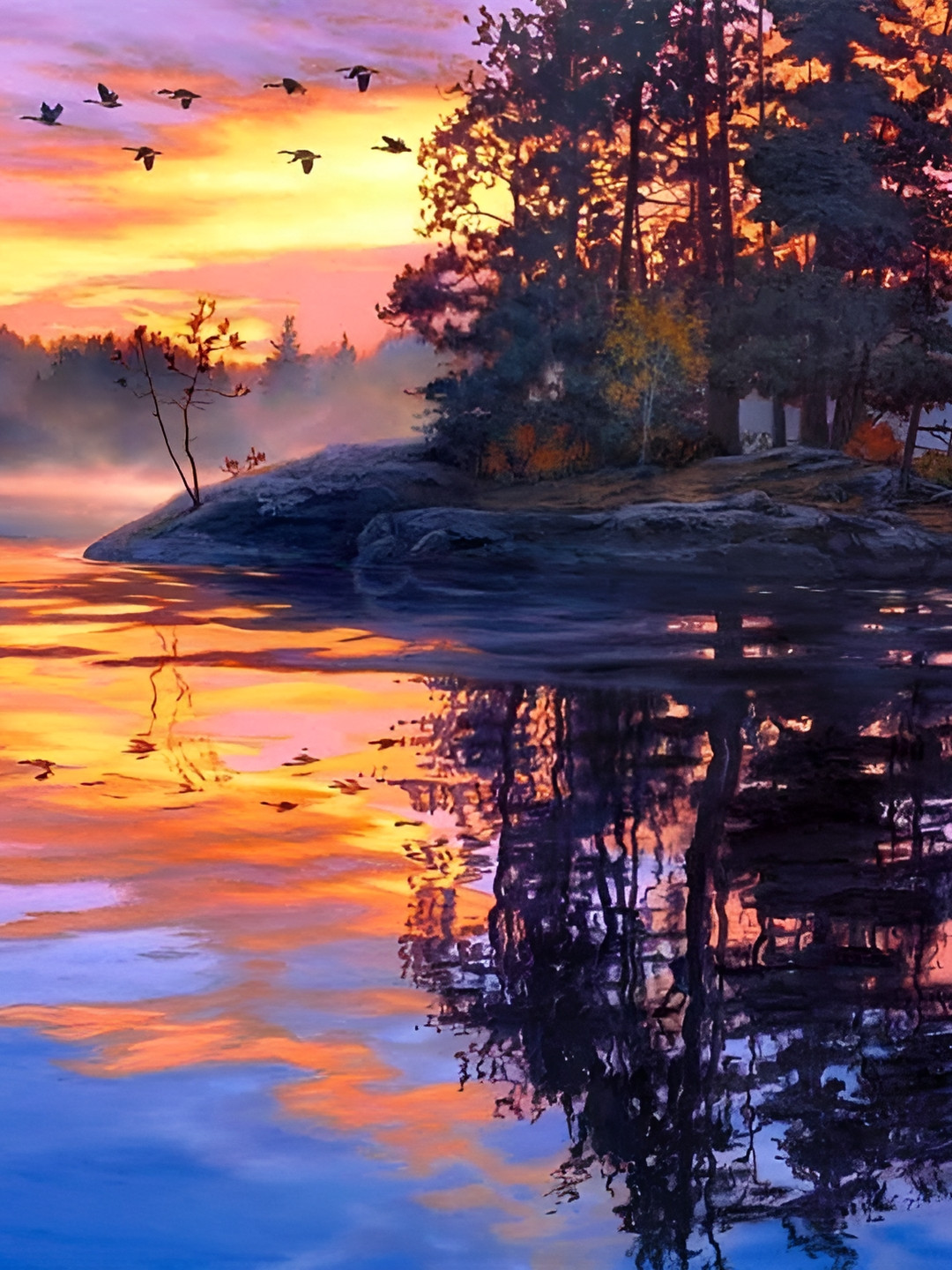 Wallpics Blue & Mustard Wall Poster