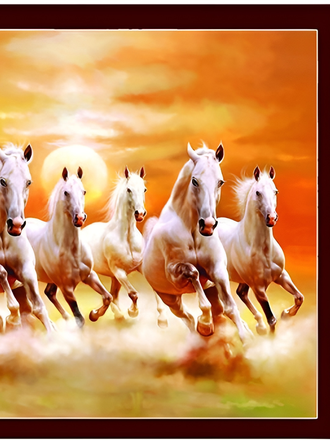 Wallpics Yellow & White Running Horses Printed Waterproof Wall Poster