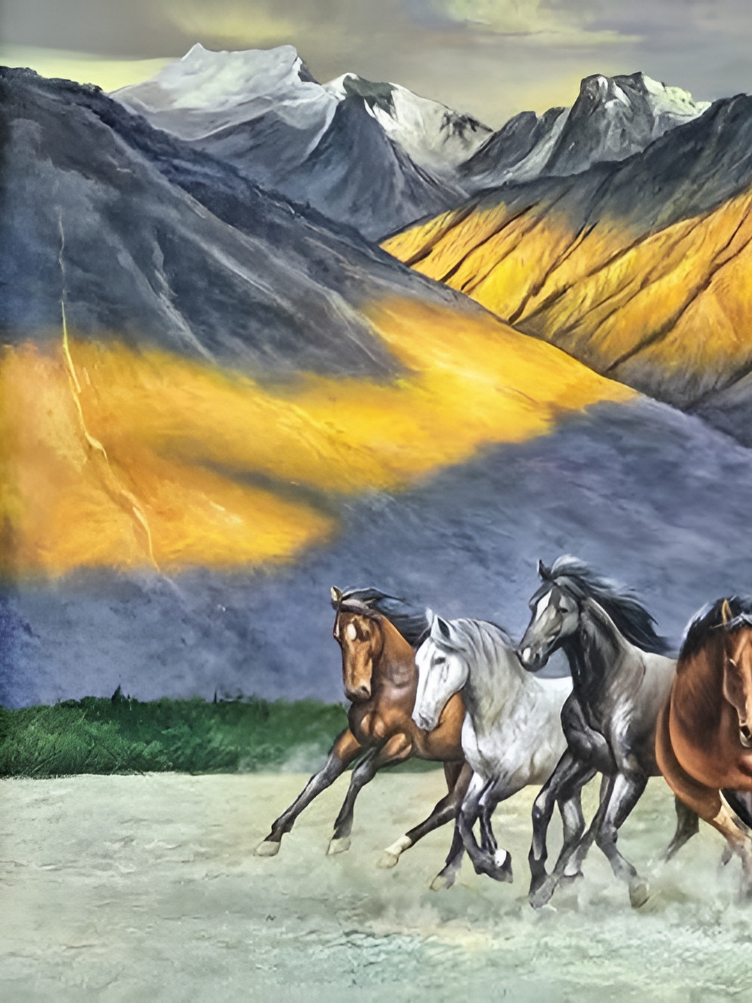 Wallpics Grey & Yellow Printed High Quality Fully Waterproof Vinyl Sticker Poster