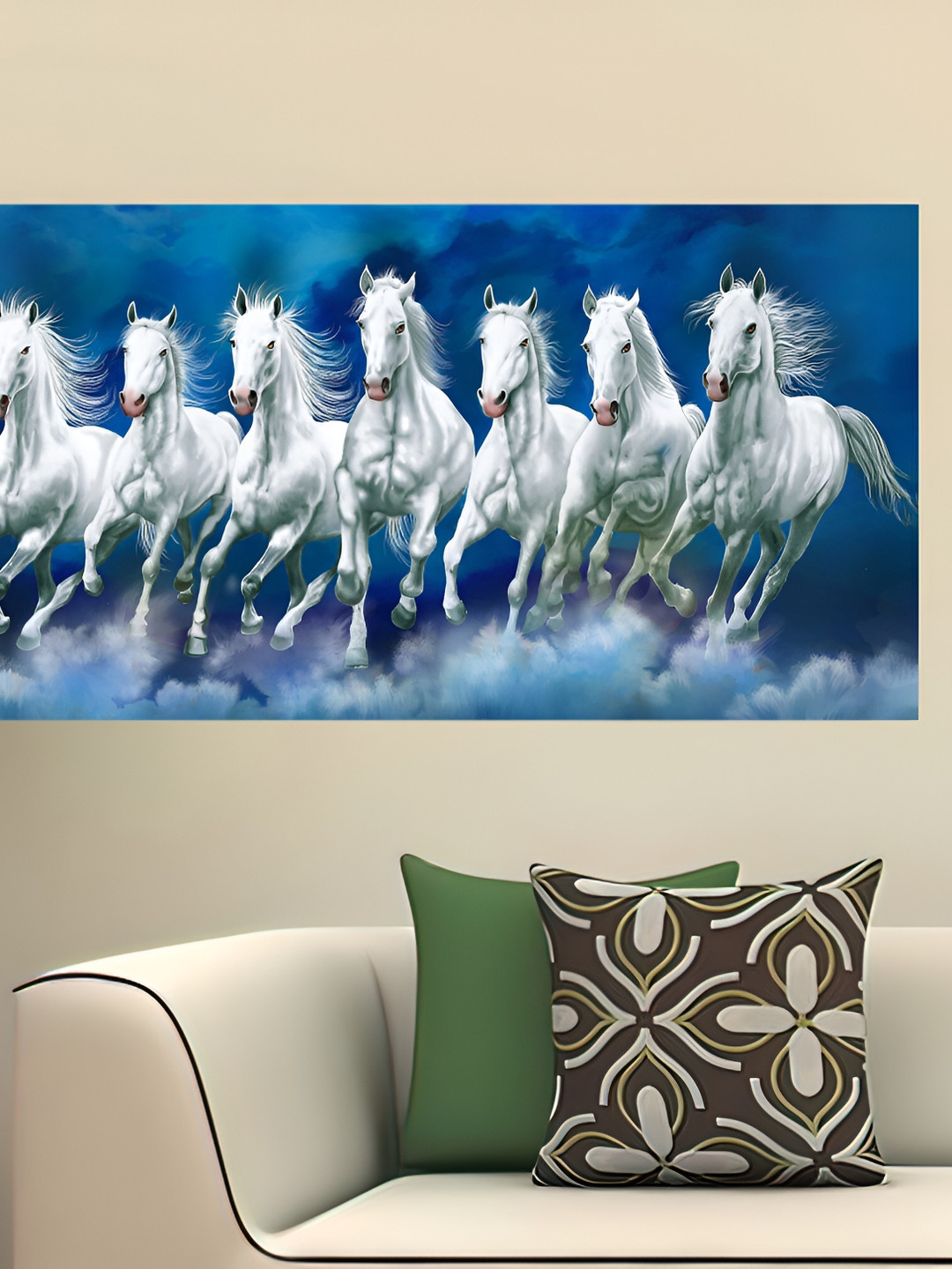 Wallpics Whiter & Blue Printed Wall Poster