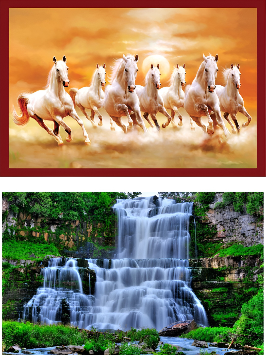 Wallpics White & Brown 2 Pieces Printed Waterproof Wall Poster
