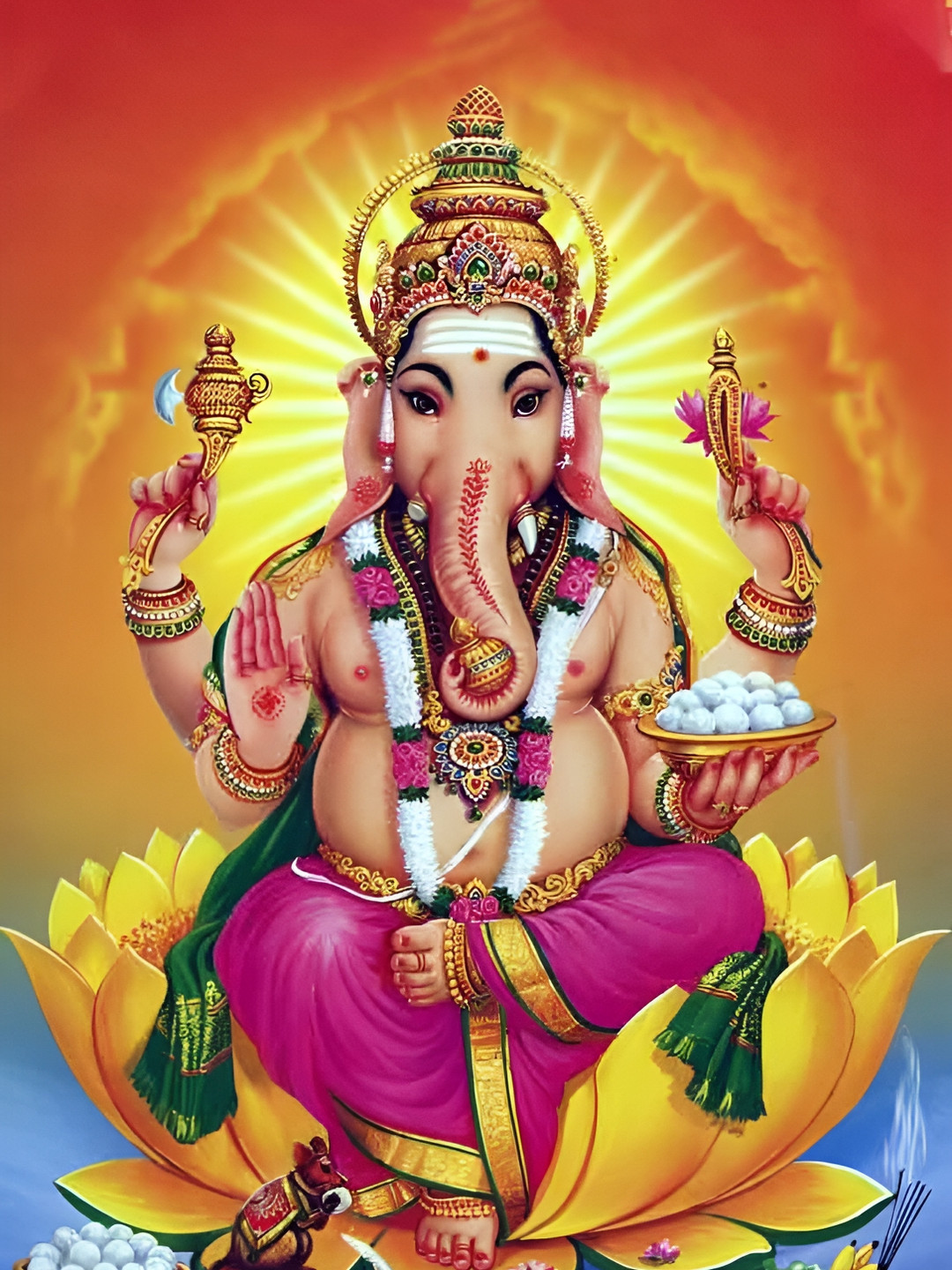 Wallpics Yellow & Pink Religious Paper Paintings Wall Art