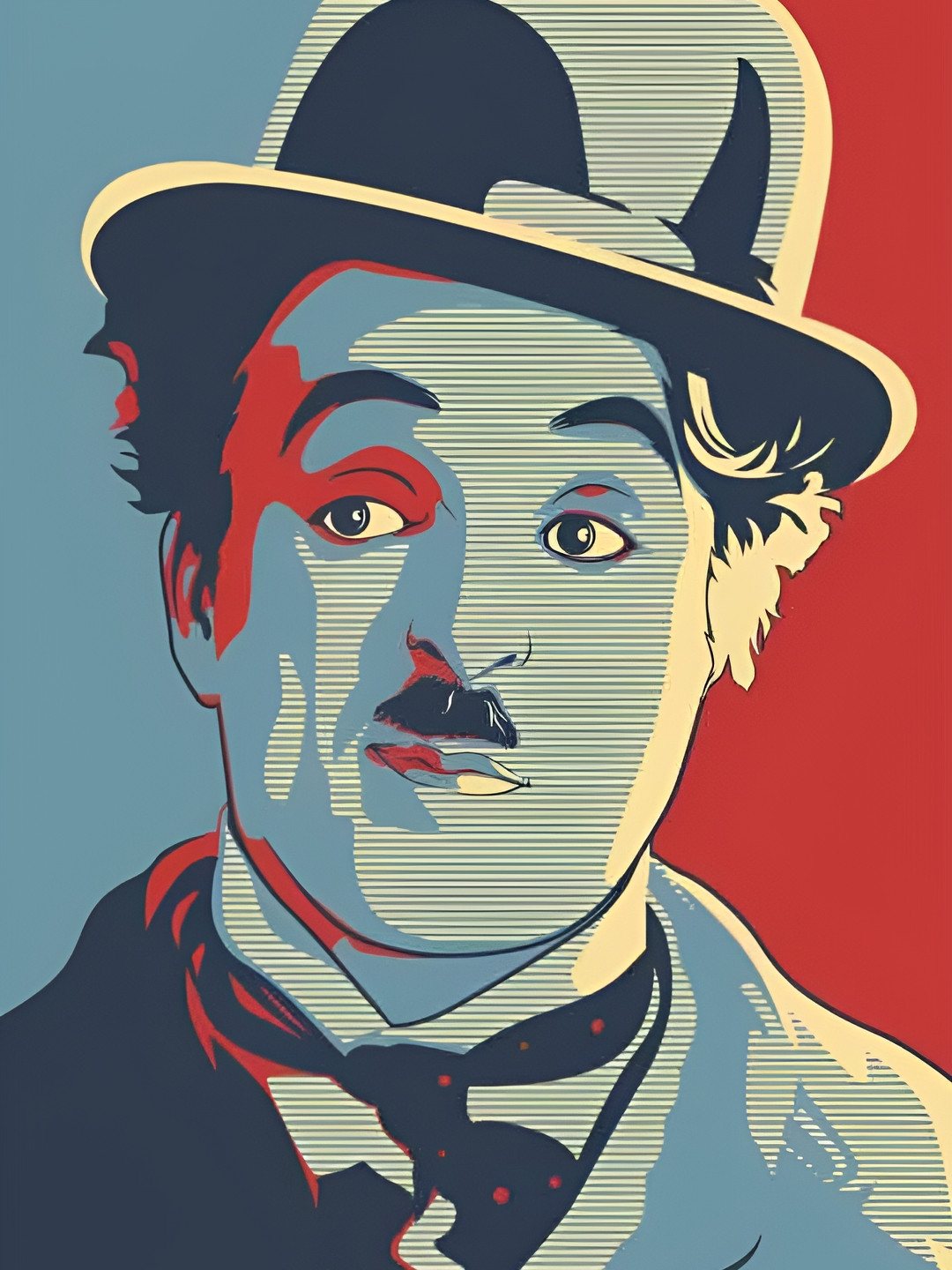 Wallpics Blue & Black Charle Chaplin Wall Sticker
