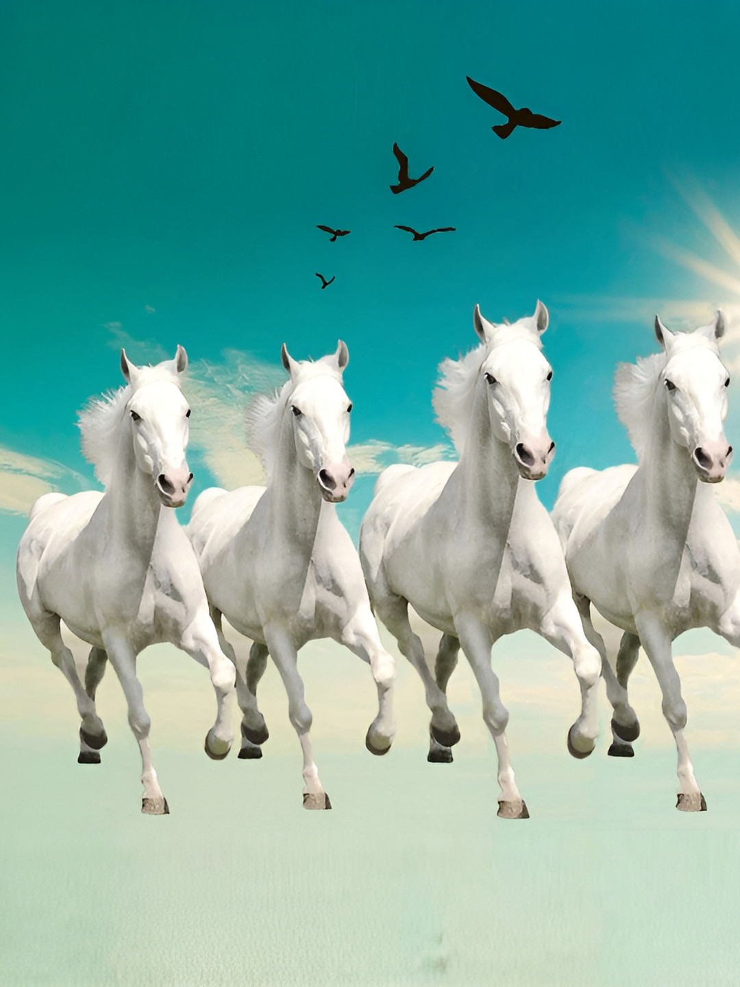 Wallpics White & Blue Birds and Animals Paper Wall Poster