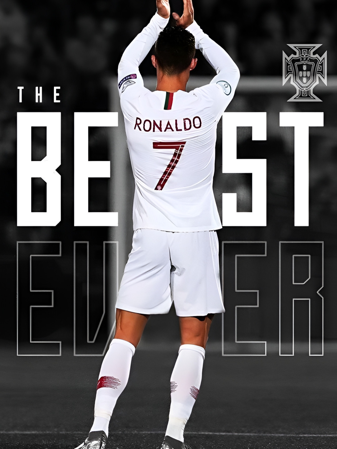 Wallpics White & Black Ronaldo Printed Waterproof Wall Poster