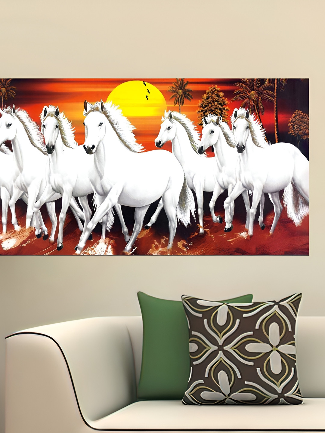 Wallpics Brown & Red Horses Wall Poster