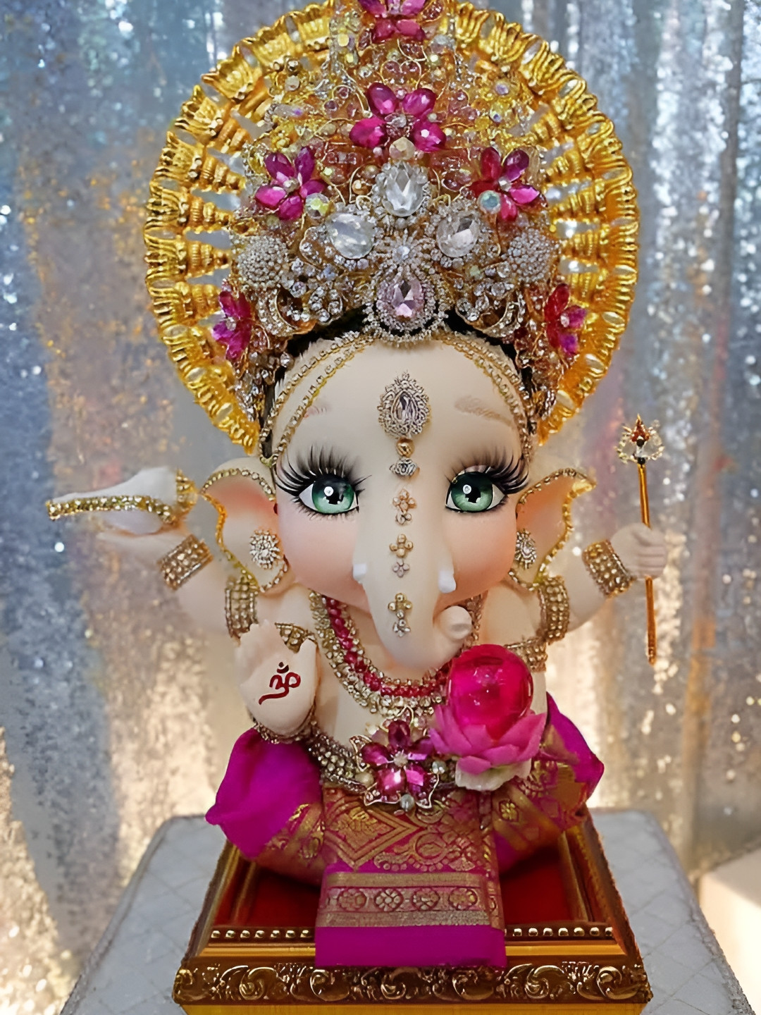 Wallpics Pink & Silver-Toned Religious Wall Poster