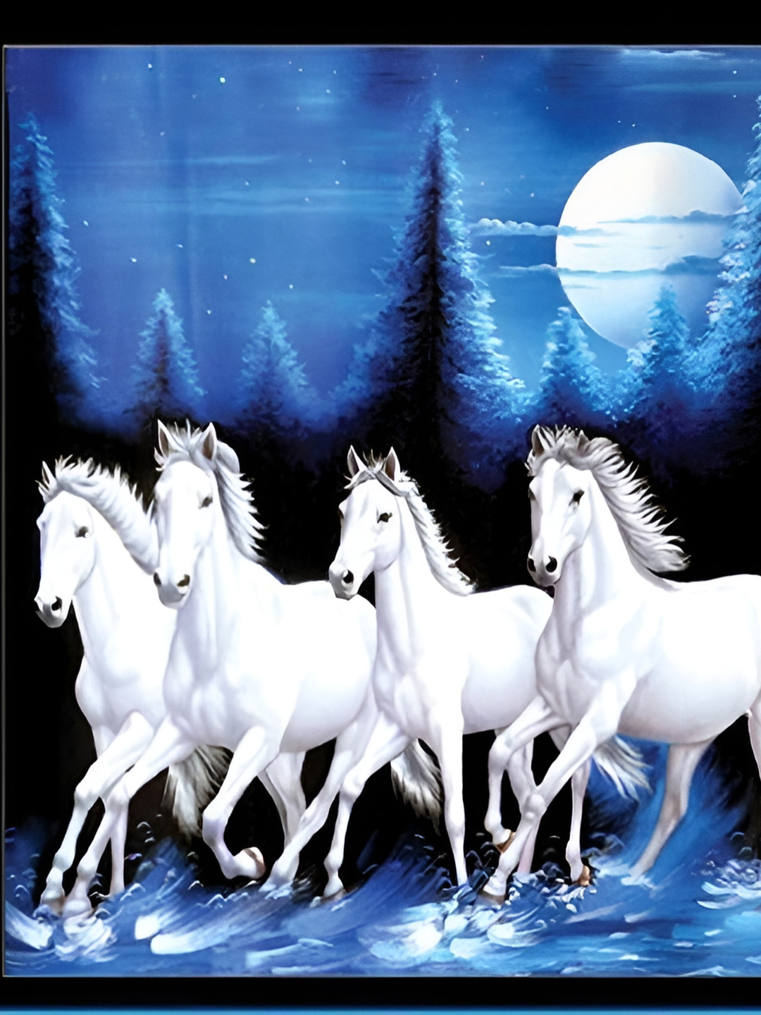 Wallpics White & Blue Printed Vinyl Wall Poster