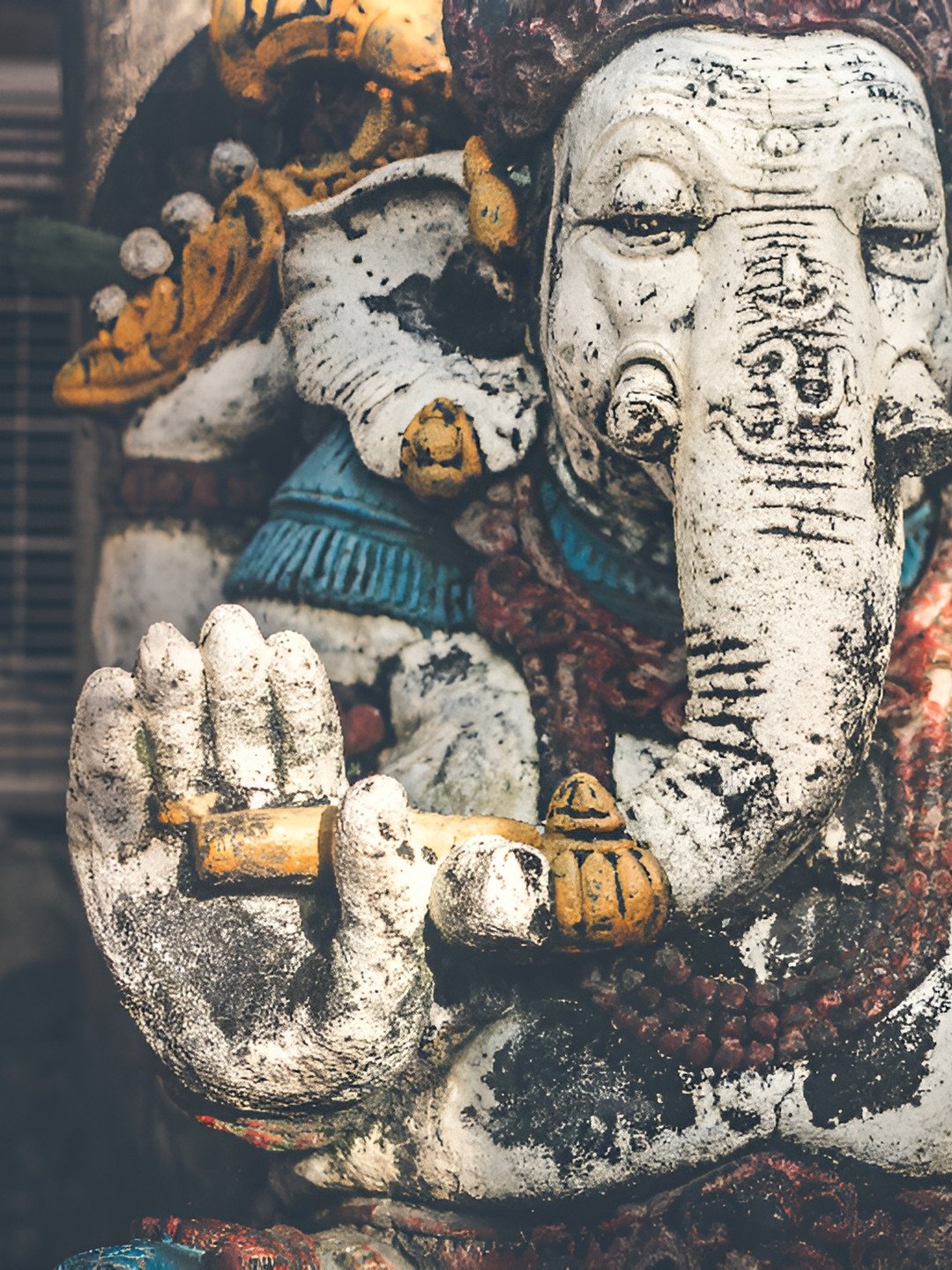 Wallpics White & Brown Ganesh Ji Printed Religious Printed Waterproof Wall Poster