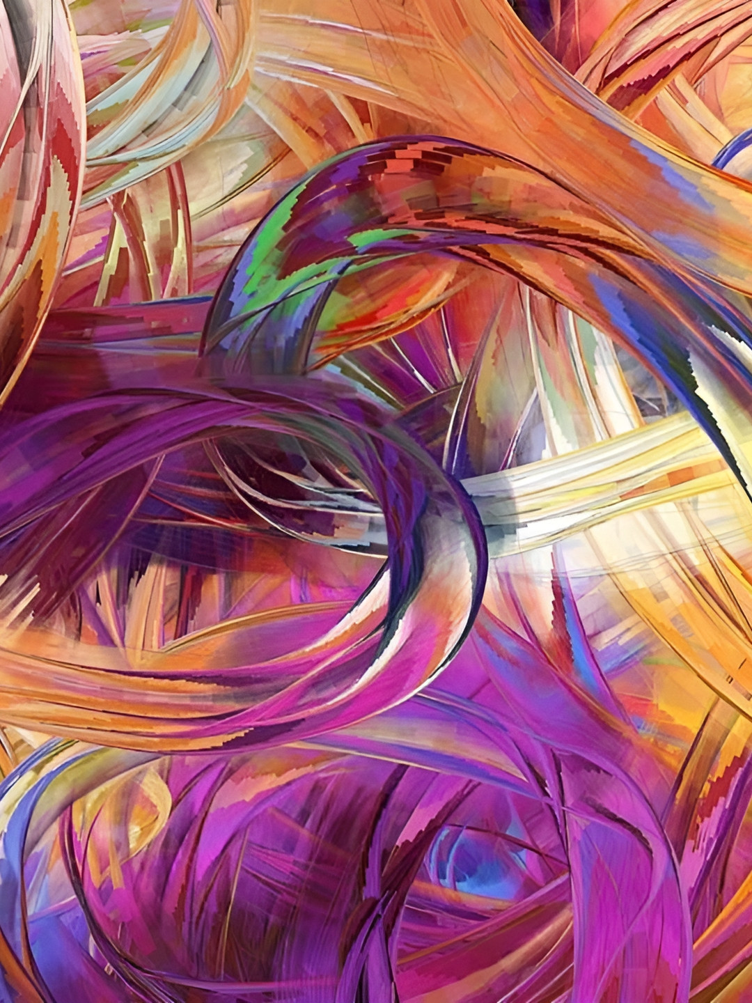 Wallpics Purple & Orange Abstract Paper Painting Wall Poster