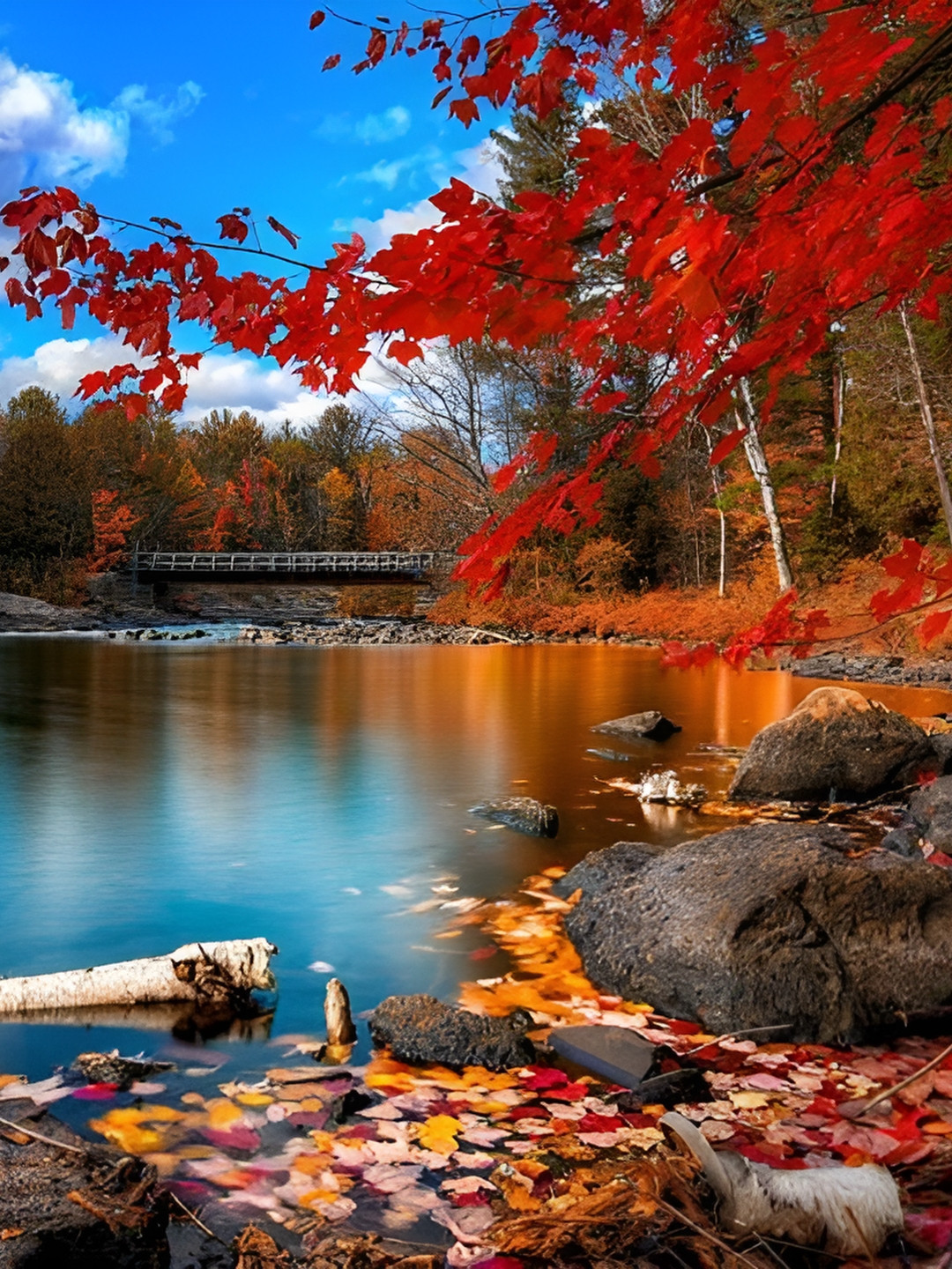 Wallpics Red & Blue Paper Wall Poster