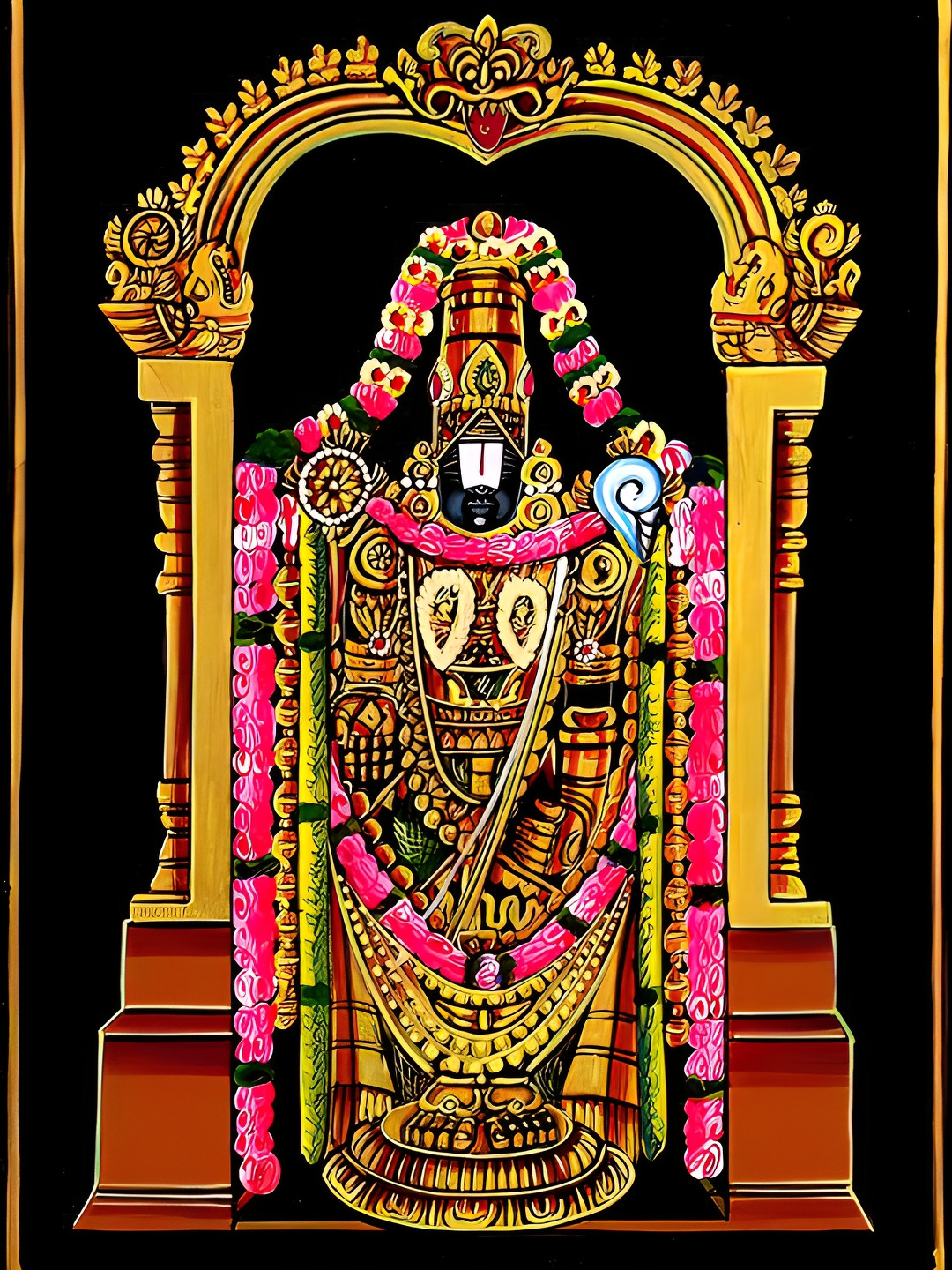 Wallpics Black & Pink Religious Painting Wall Poster