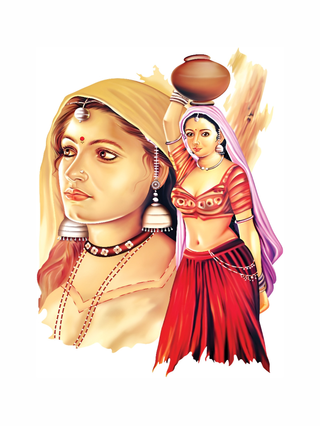 Wallpics Red & Beige Printed High Quality Fully Waterproof Wall Sticker