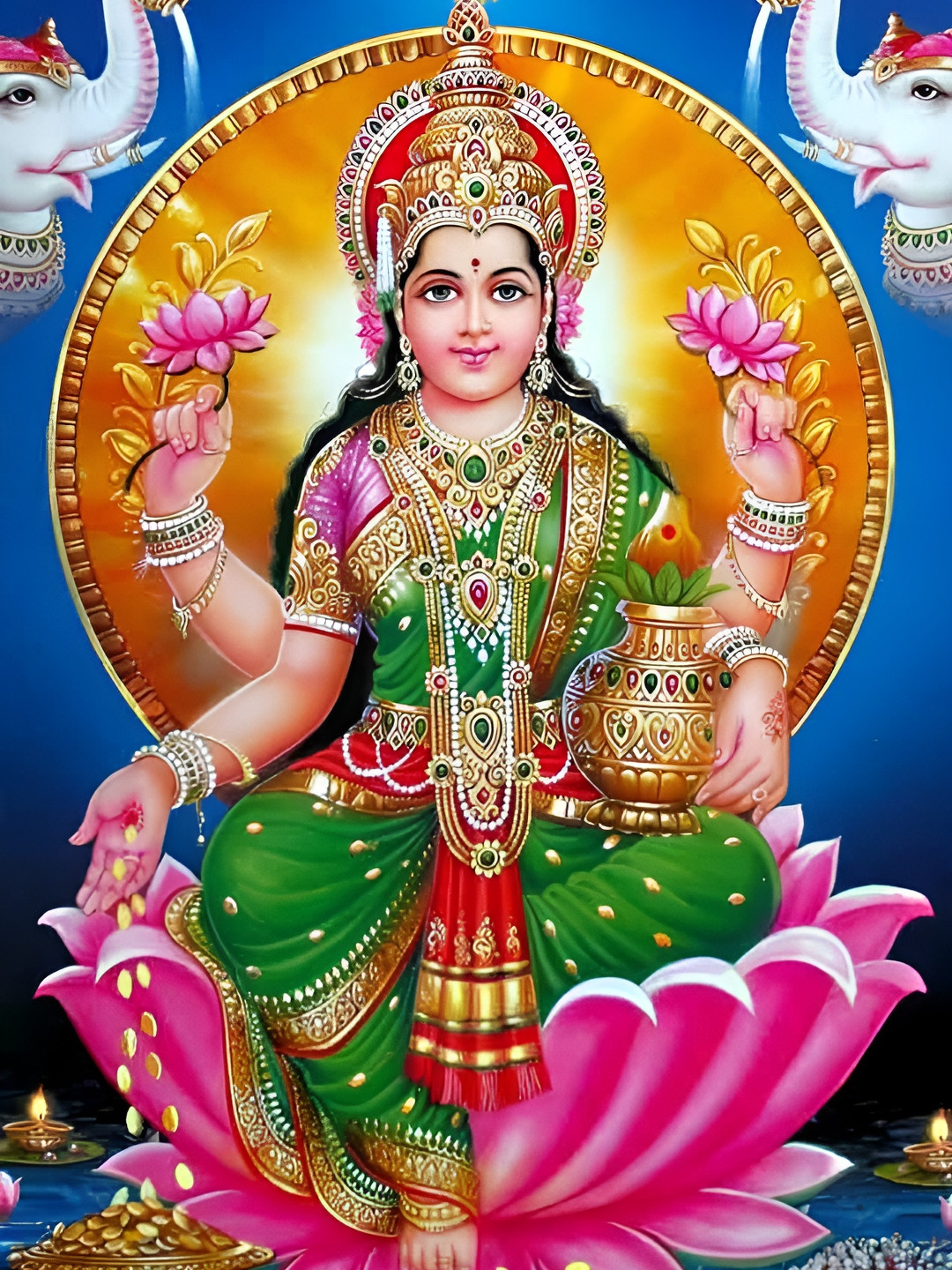 Wallpics Green & Pink Religious Wall Poster