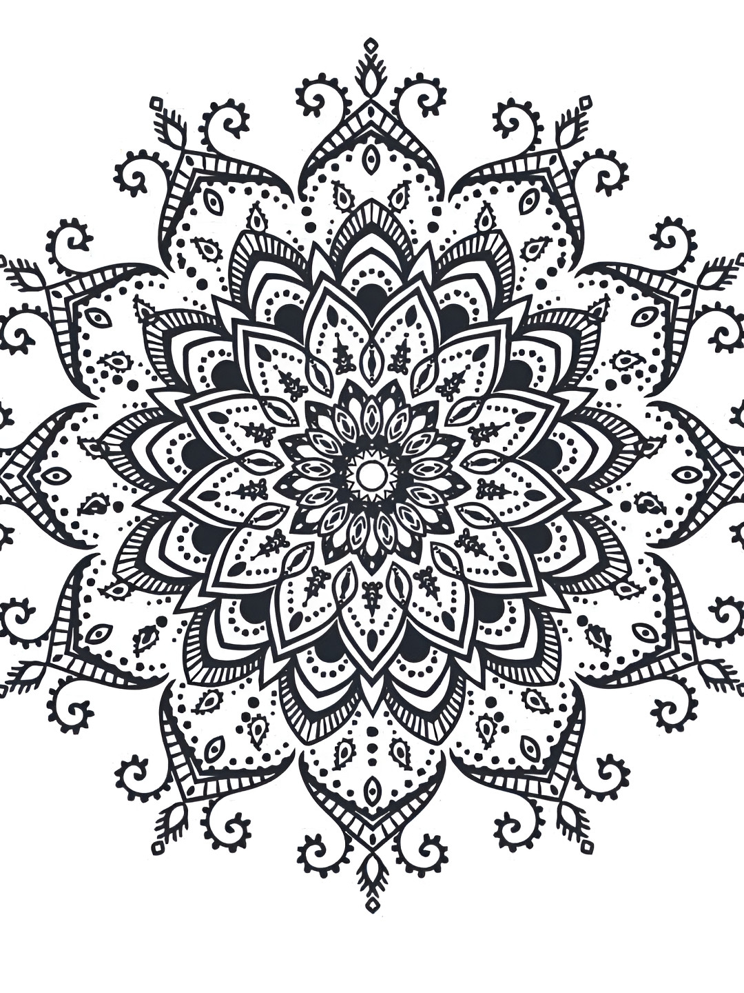 Wallpics White & Black Ethnic Motif Wall Poster