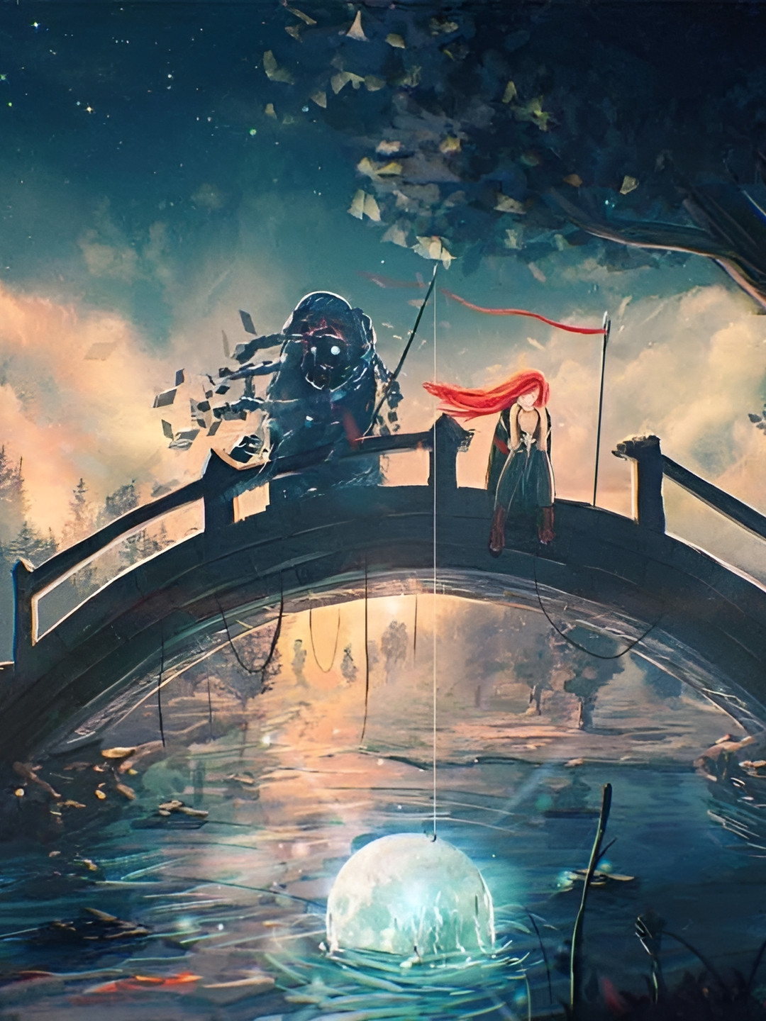 Wallpics Blue & Off White Anime Wall Poster