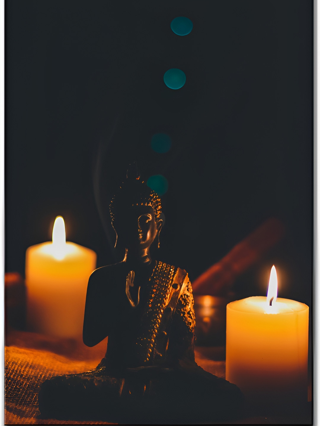 Wallpics Black & Yellow Lord Buddha Paper Painting Wall Poster