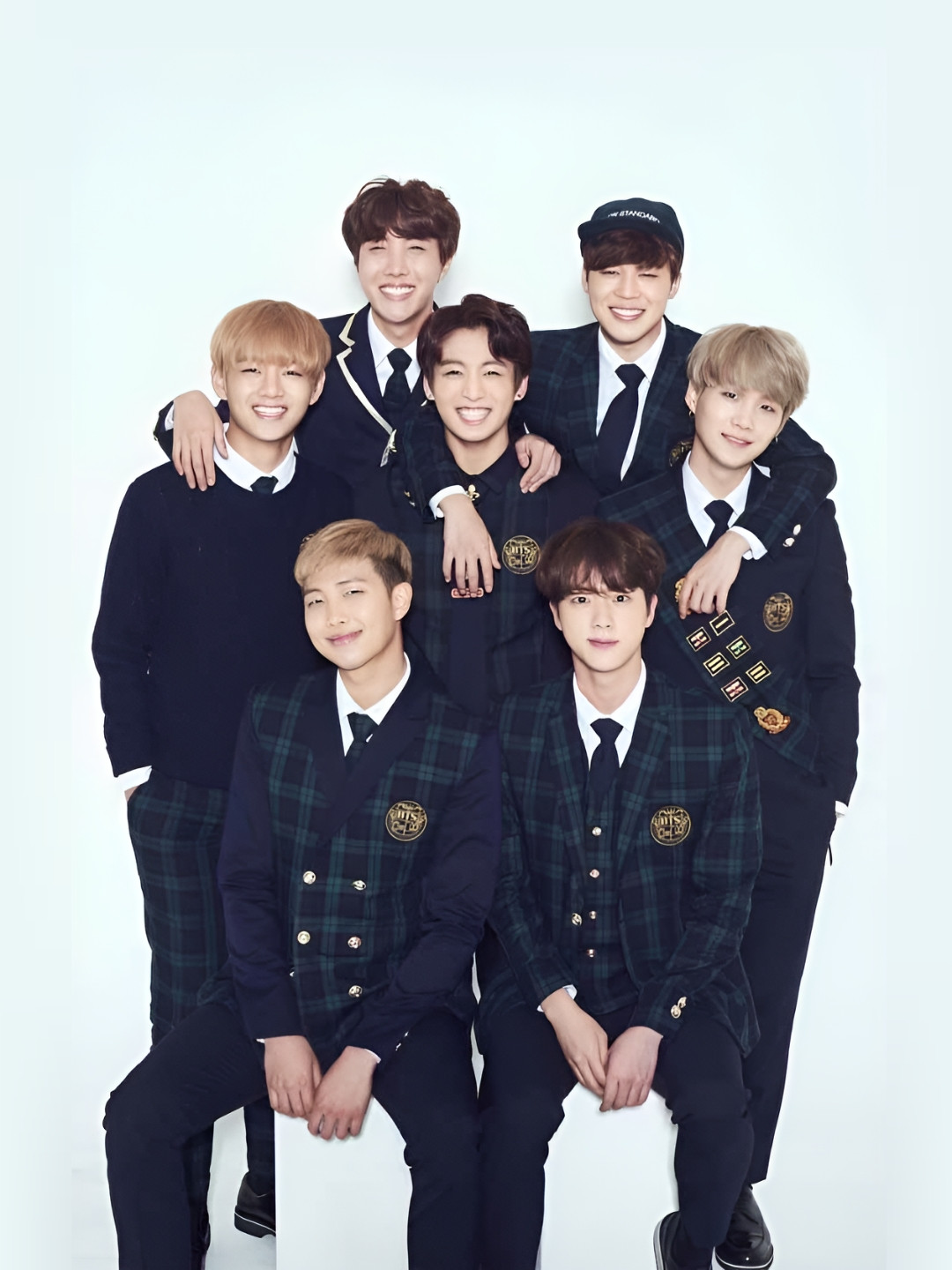 Wallpics Navy Blue & White BTS Printed Wall Poster