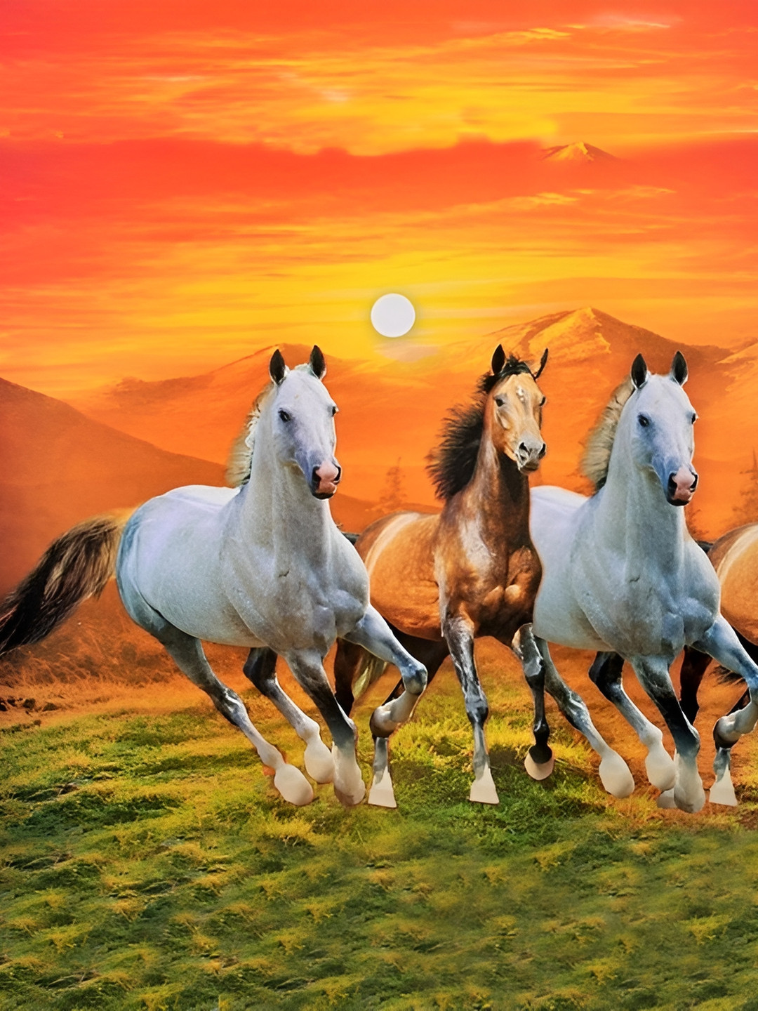 Wallpics White & Orange-Colored Printed High Quality Waterproof Sticker Poster