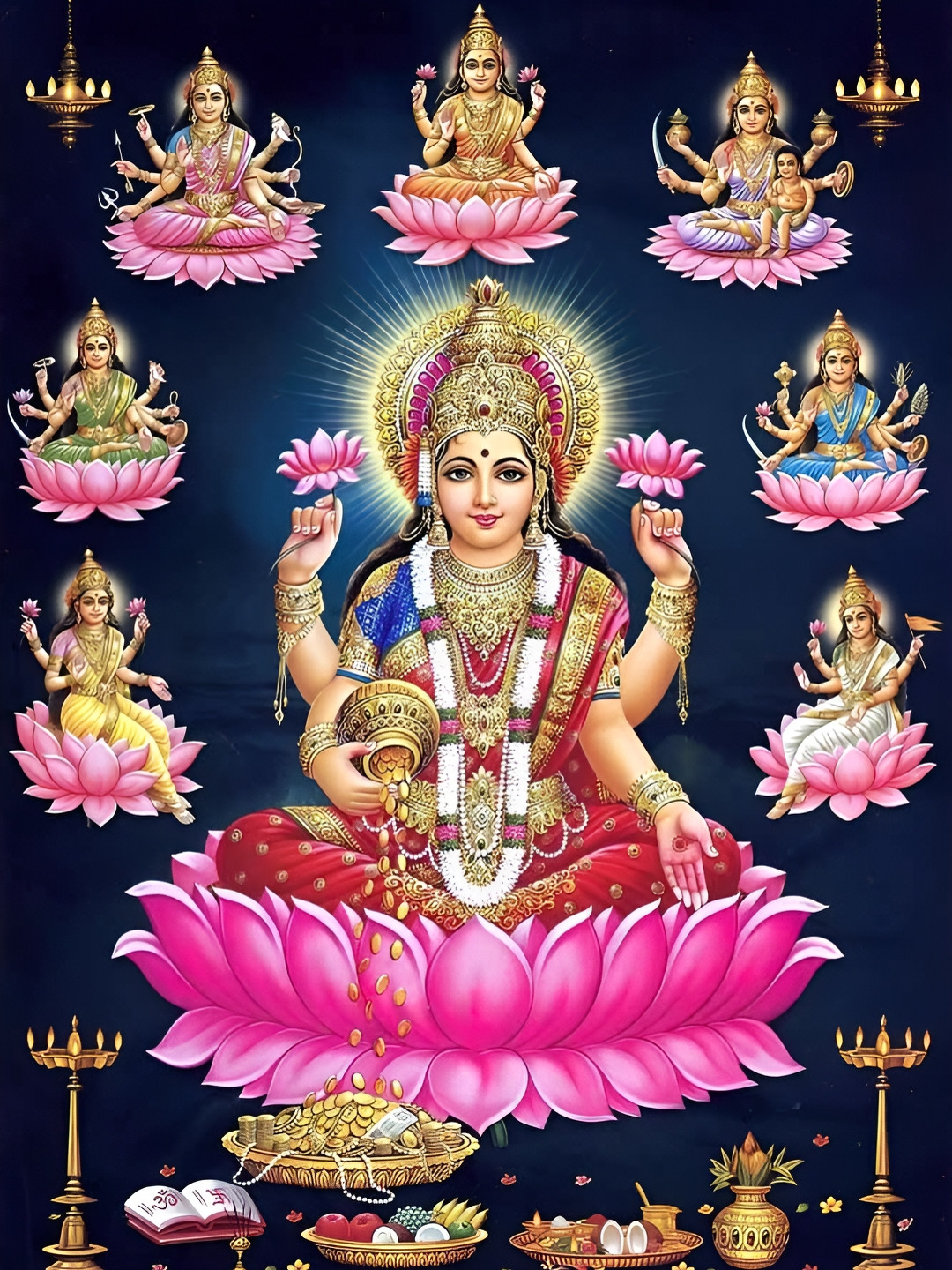 Wallpics Navy Blue & Pink Paper Religious Wall Poster