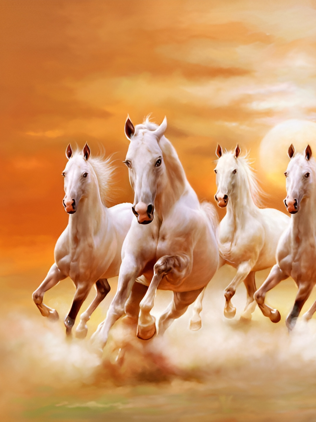 Wallpics White & Orange-Colored Printed High Quality Waterproof Poster