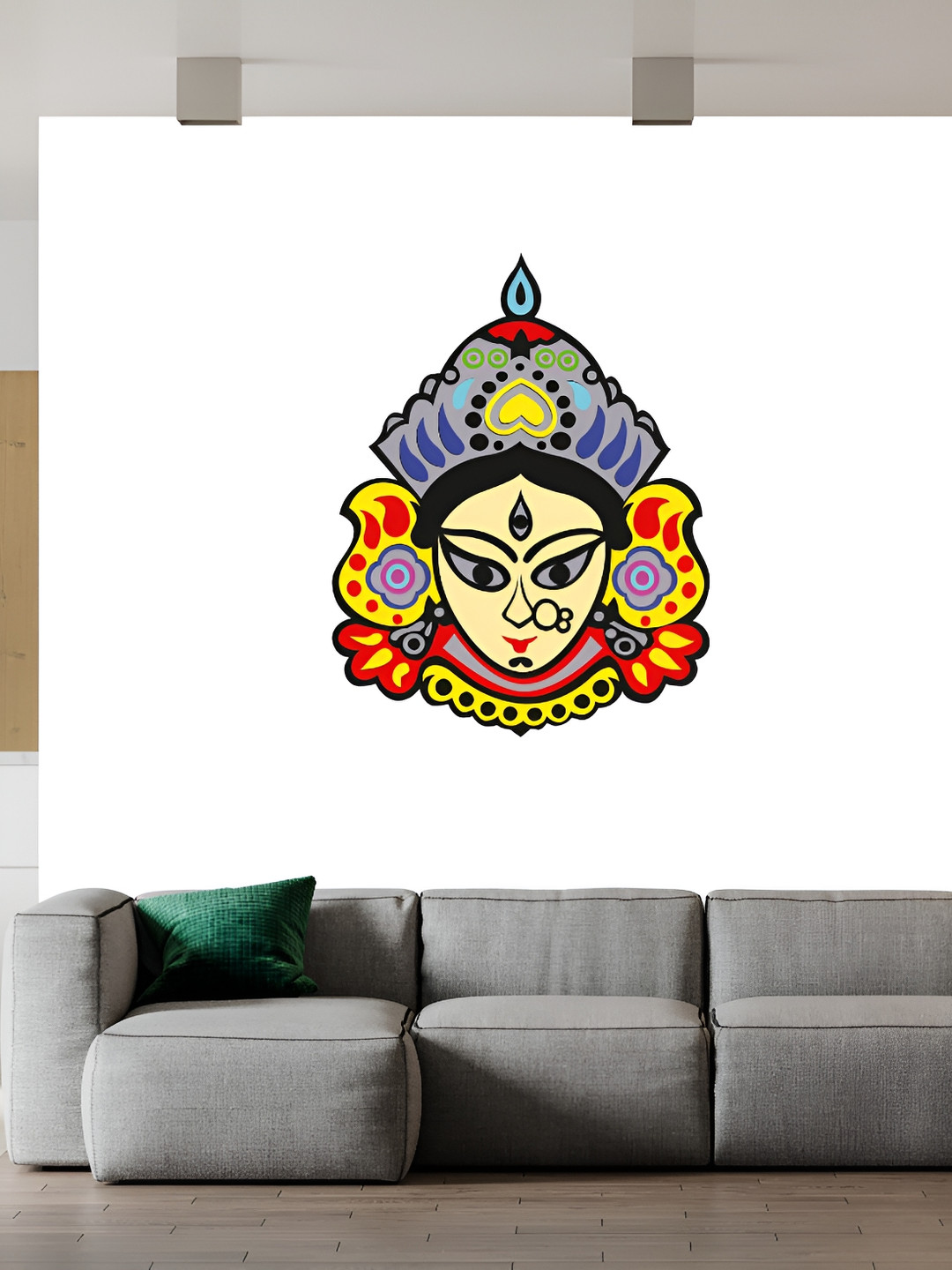 Wallpics White & Beige Printed Waterproof Sticker Poster