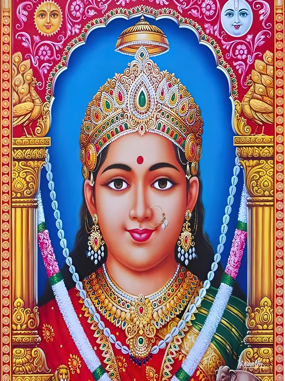 Wallpics Red & Gold Printed Waterproof Wall Sticker