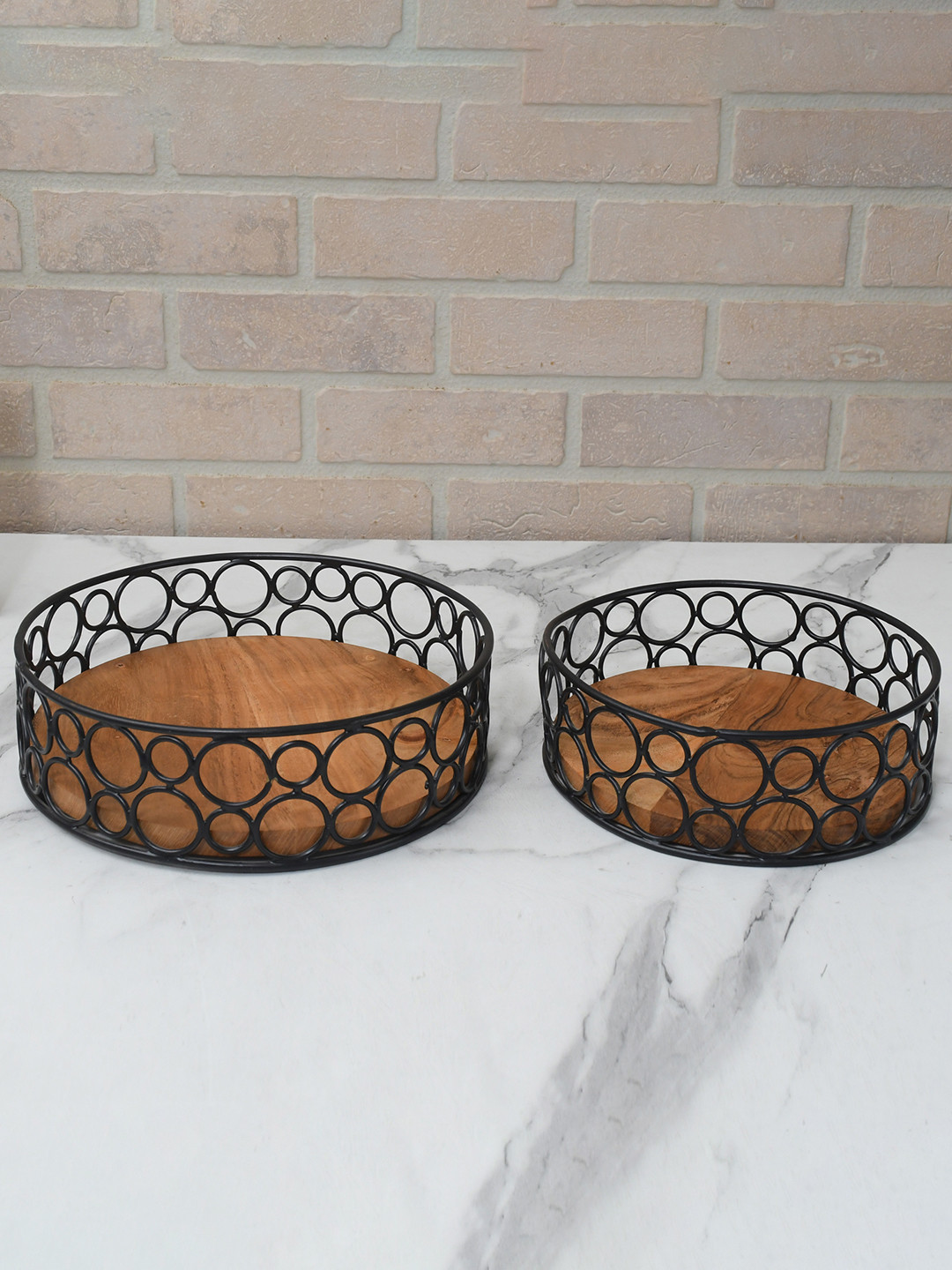 Maison Modern Brown 2 Pieces Wooden Serving Trays