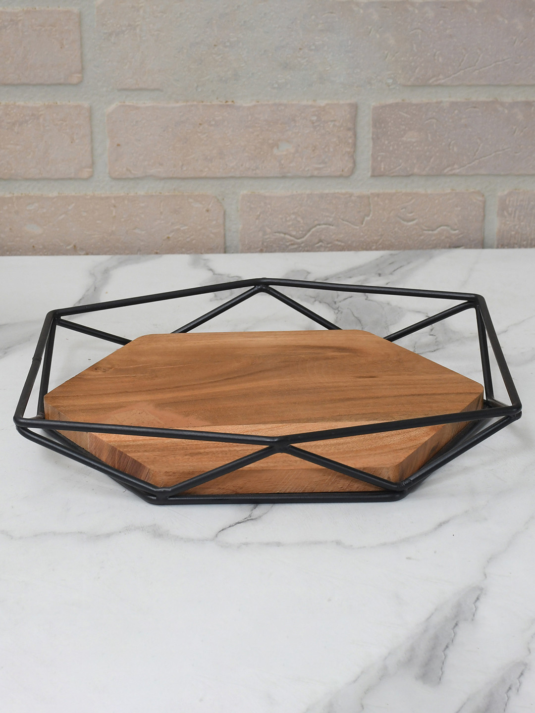 Maison Modern Brown Hexagon Shaped Serving Tray