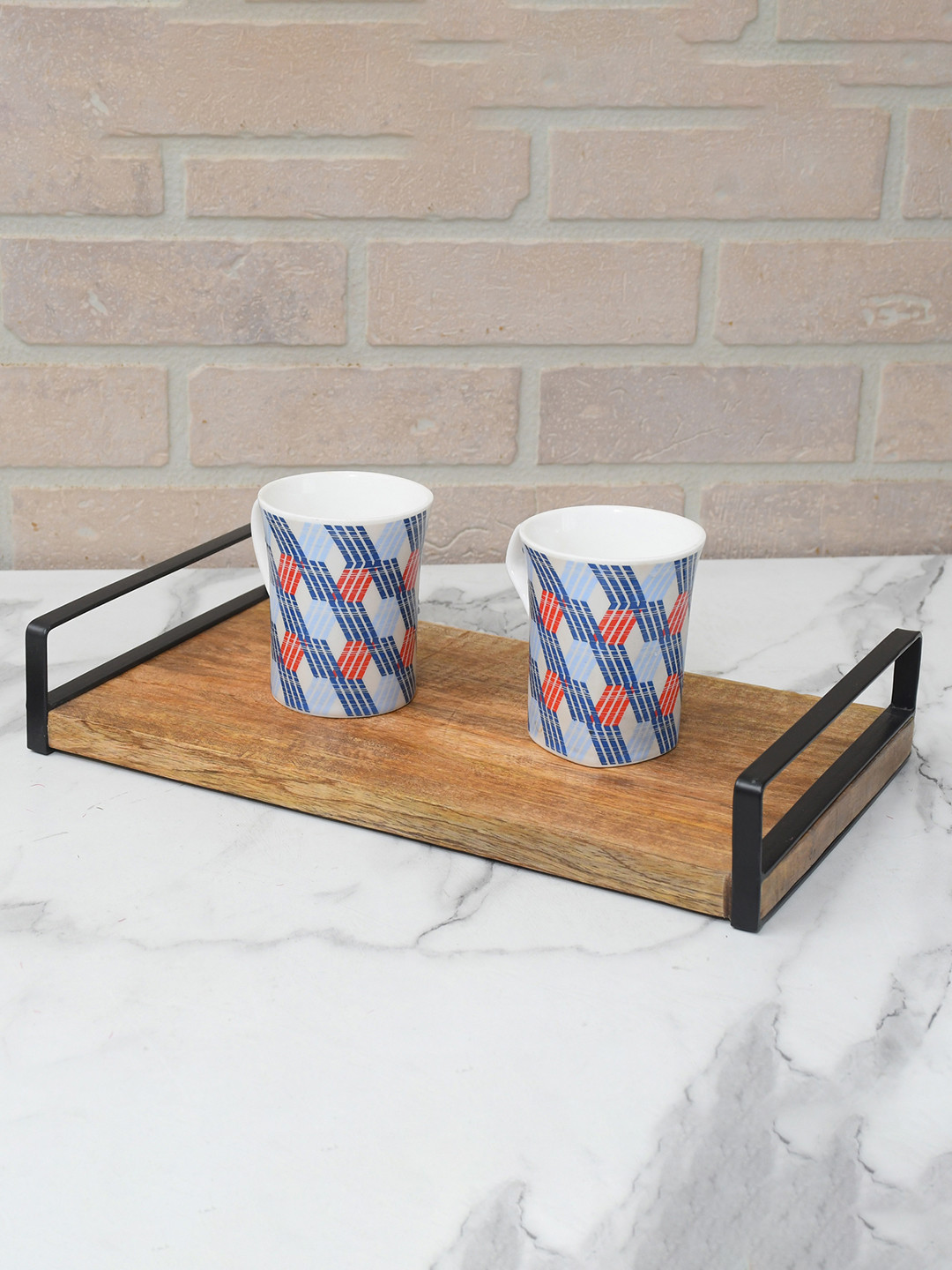 Maison Modern Brown & Black Wooden Serving Tray