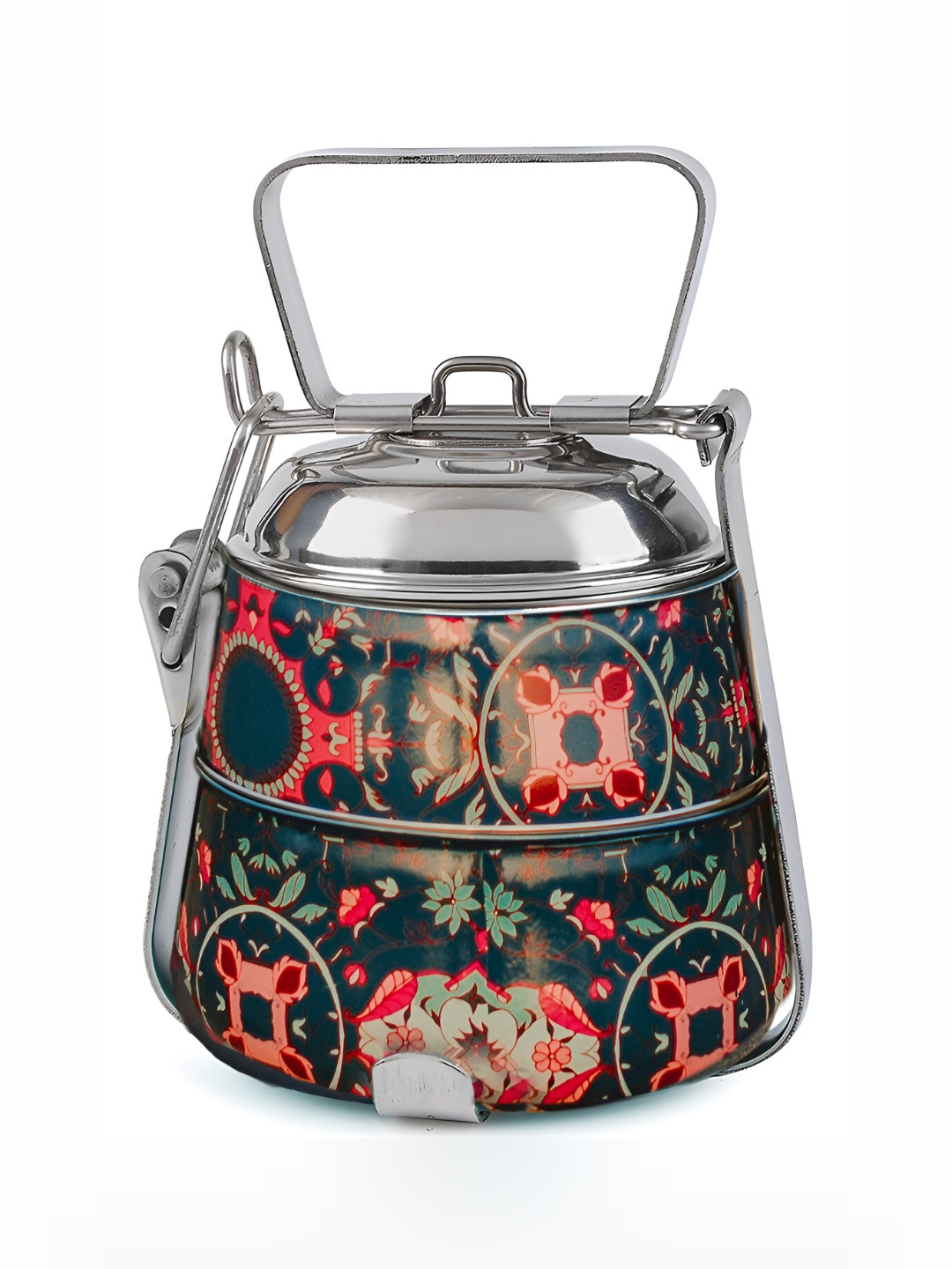 Living With Elan Stainless Steel Two Tier Pyramid Shape Tiffin Lunch Box - 600 ml