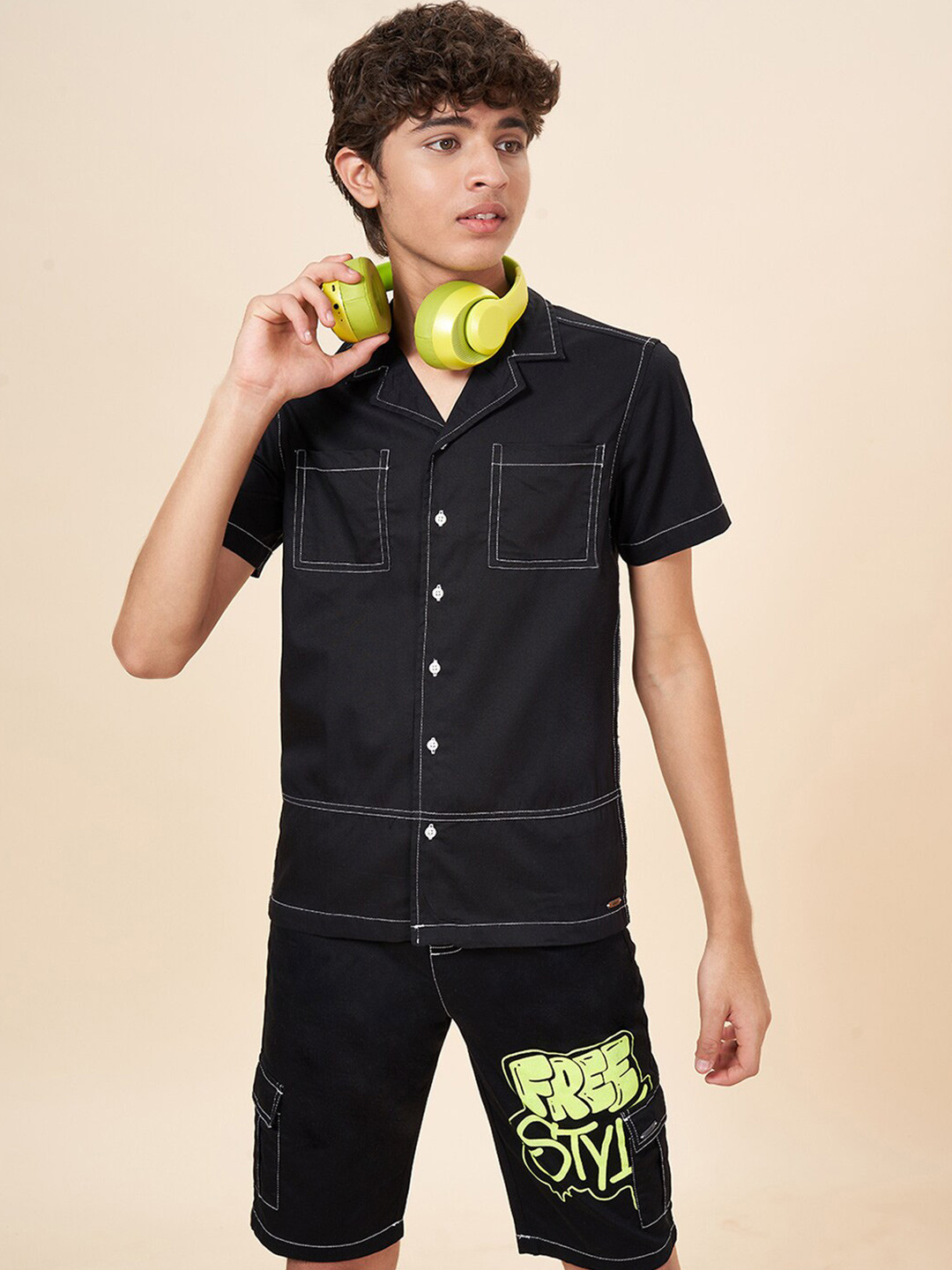 Coolsters by Pantaloons Boys Boxy Fit Twill Weave Cotton Casual Shirt