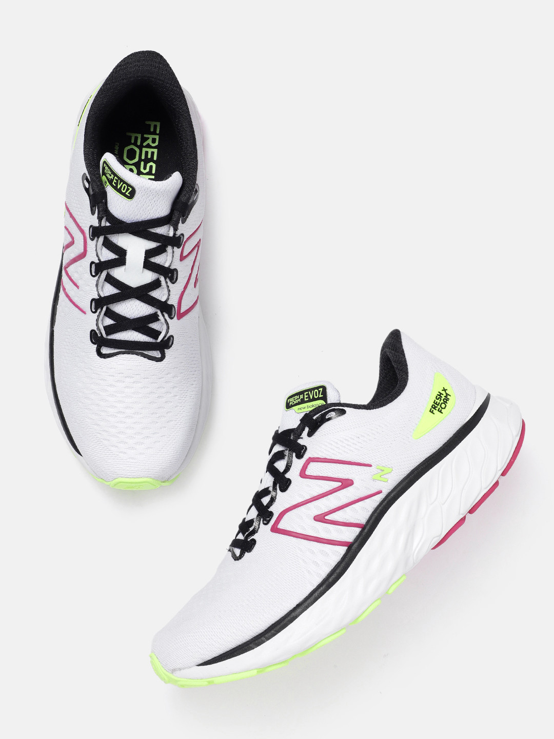 New Balance Women EVOZ Woven Design Round-Toe Running Shoes with Brand Logo Detail