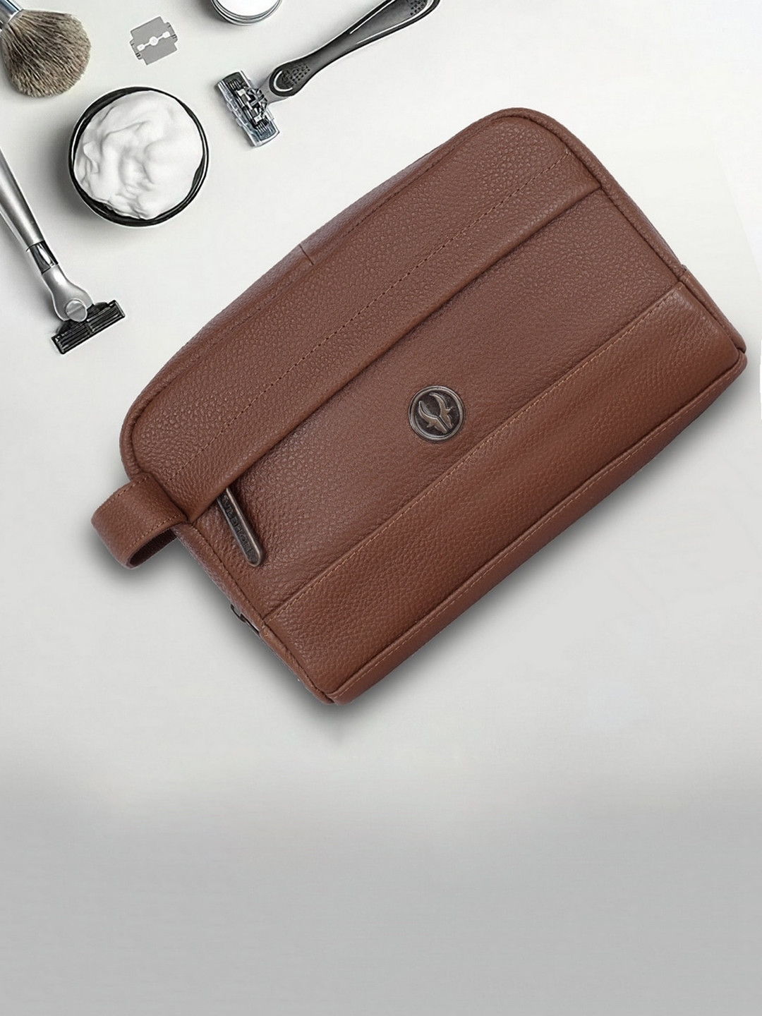 WildHorn Leather Travel Toiletry Bag - Brown