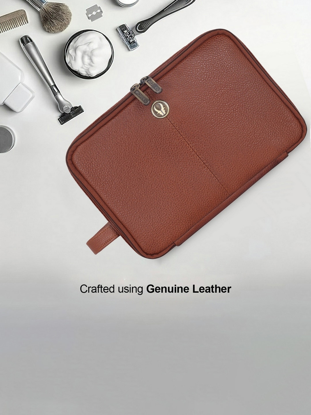 WildHorn Leather Travel Toiletry Kit - Brown