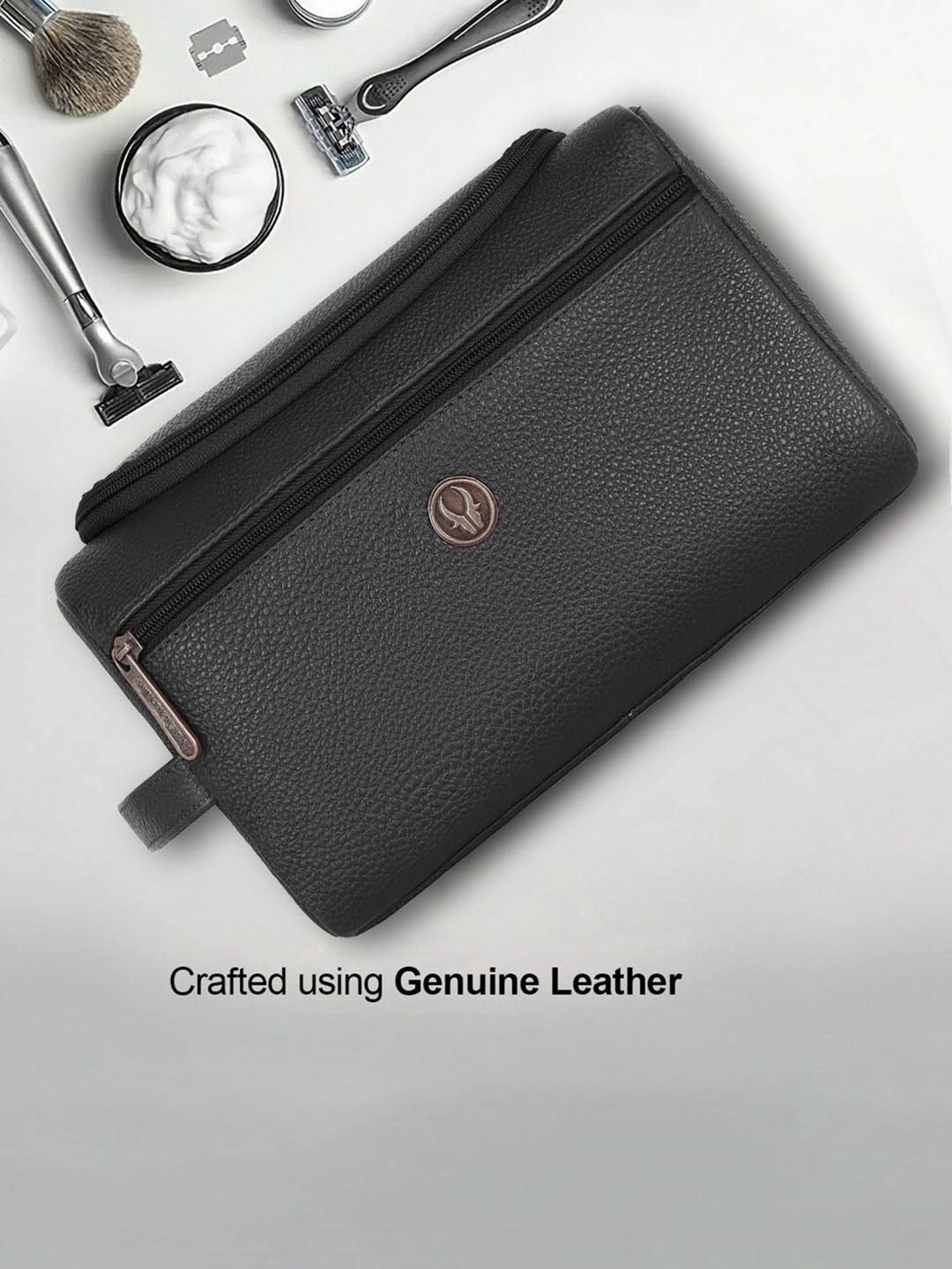 WildHorn Textured Leather Toiletry Travel Bag