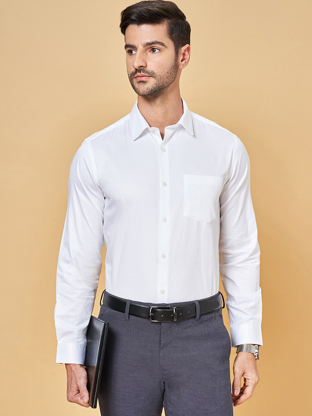 Peregrine by Pantaloons Spread Collar Pure Cotton Formal Shirt