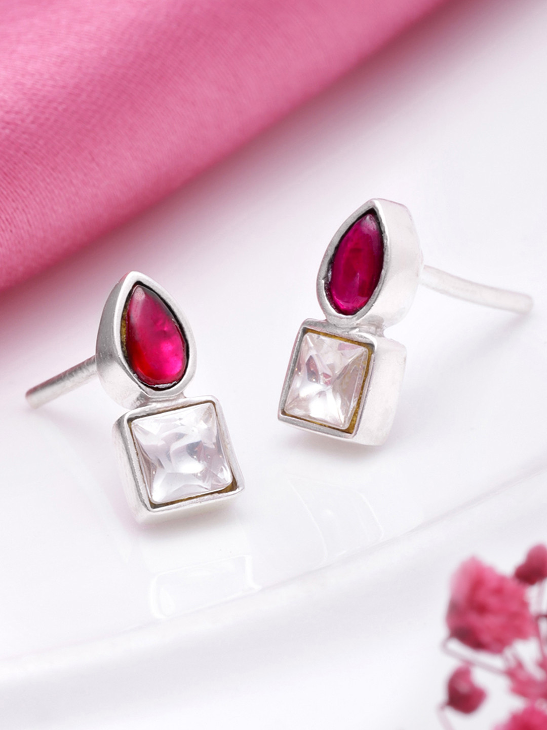 Unniyarcha 92.5 Silver Cubic Square Studs