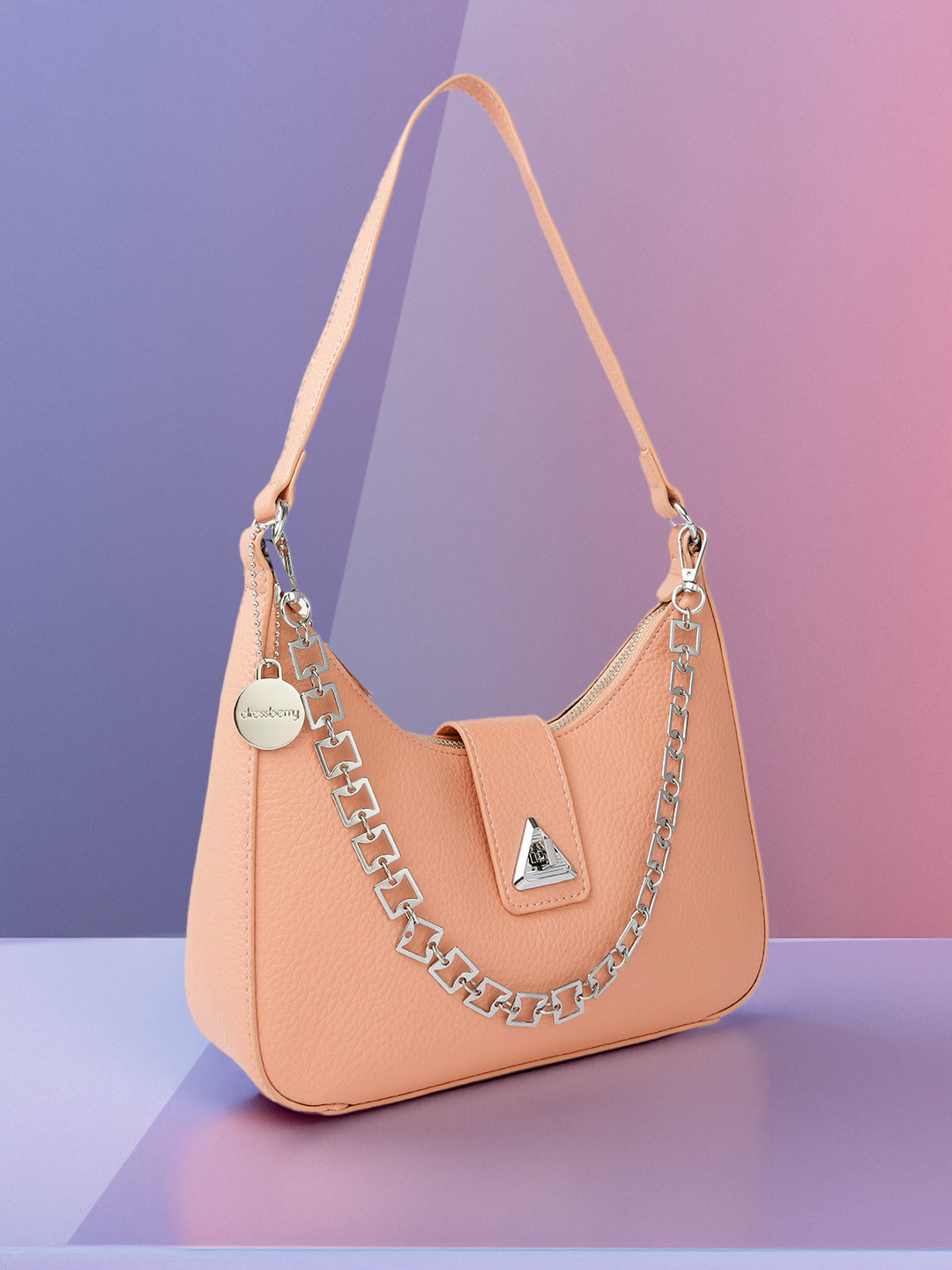 DressBerry Textured Hobo Bag with Chain Handle