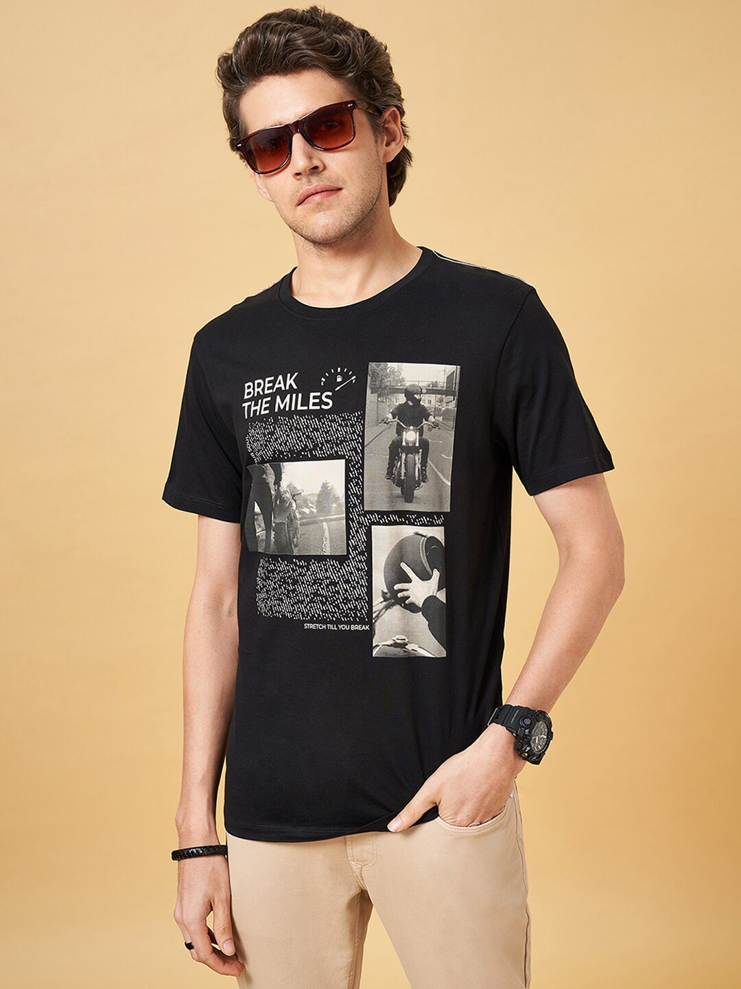 SF JEANS by Pantaloons Graphic Printed Cotton Slim Fit T-shirt