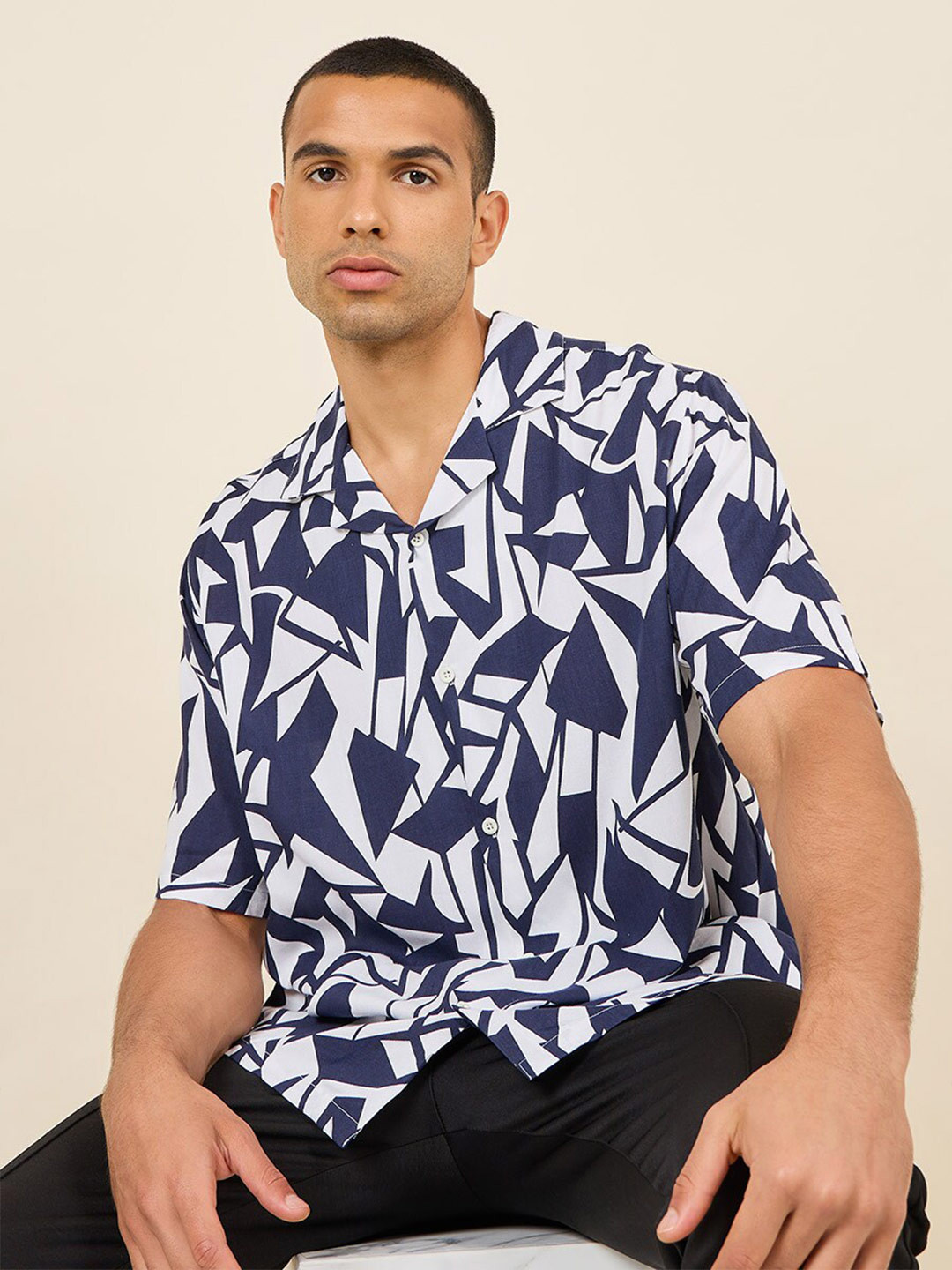 Styli Resort Collar Relaxed Printed Shirt