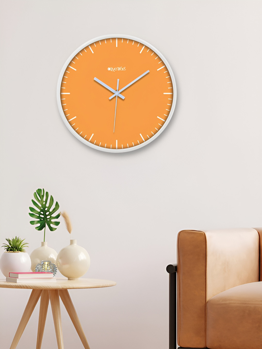 OLIVE TREE White & Yellow Contemporary Wall Clock
