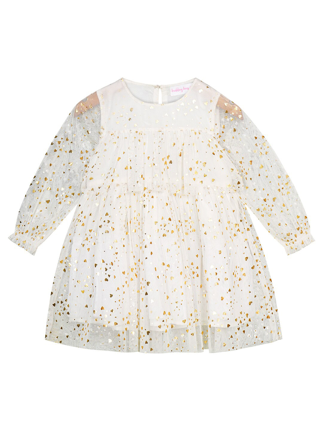 Budding Bees Abstract Print Net A-Line Dress