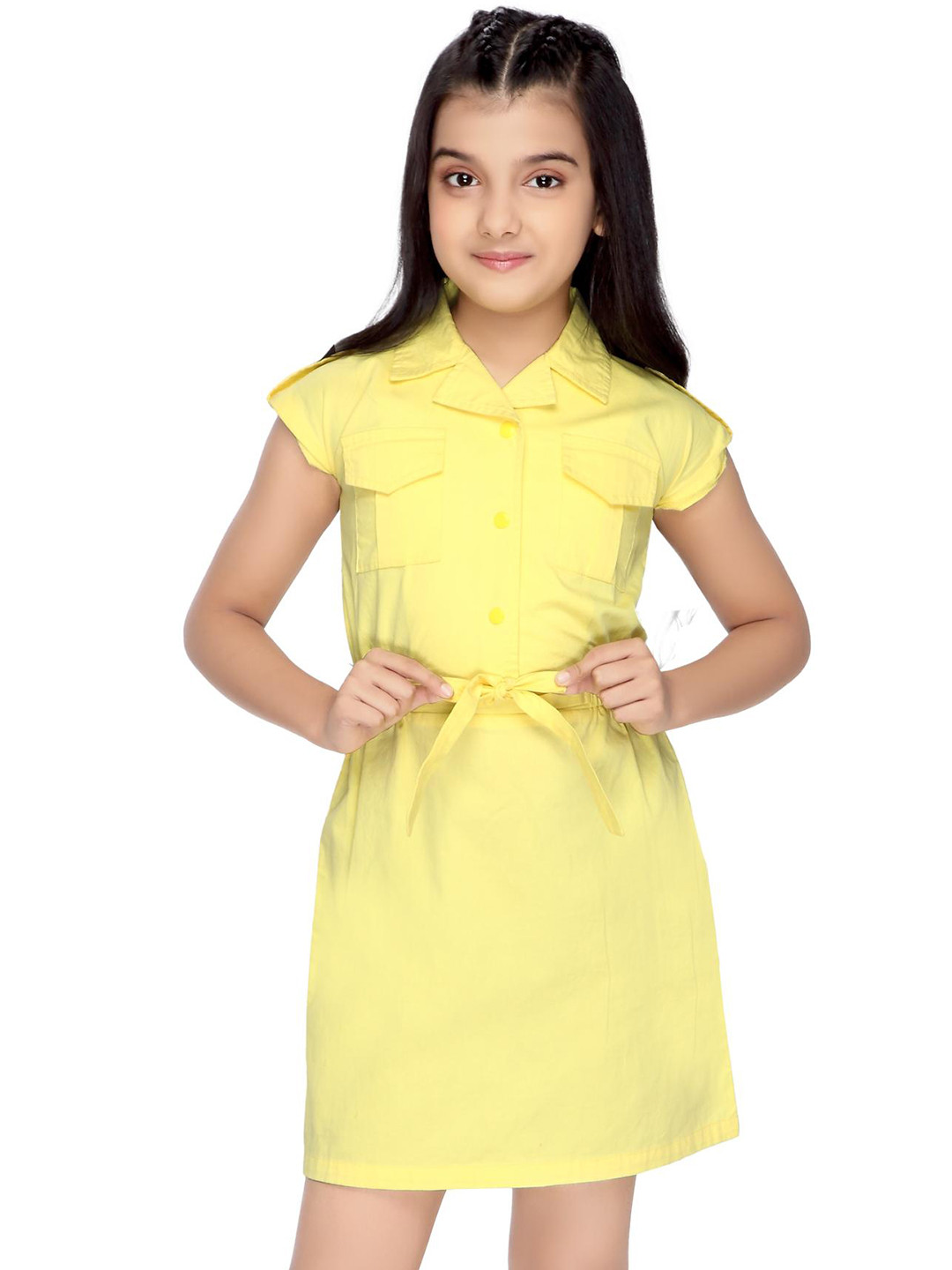 Tiny Girl Lapel Collar Shirt Dress