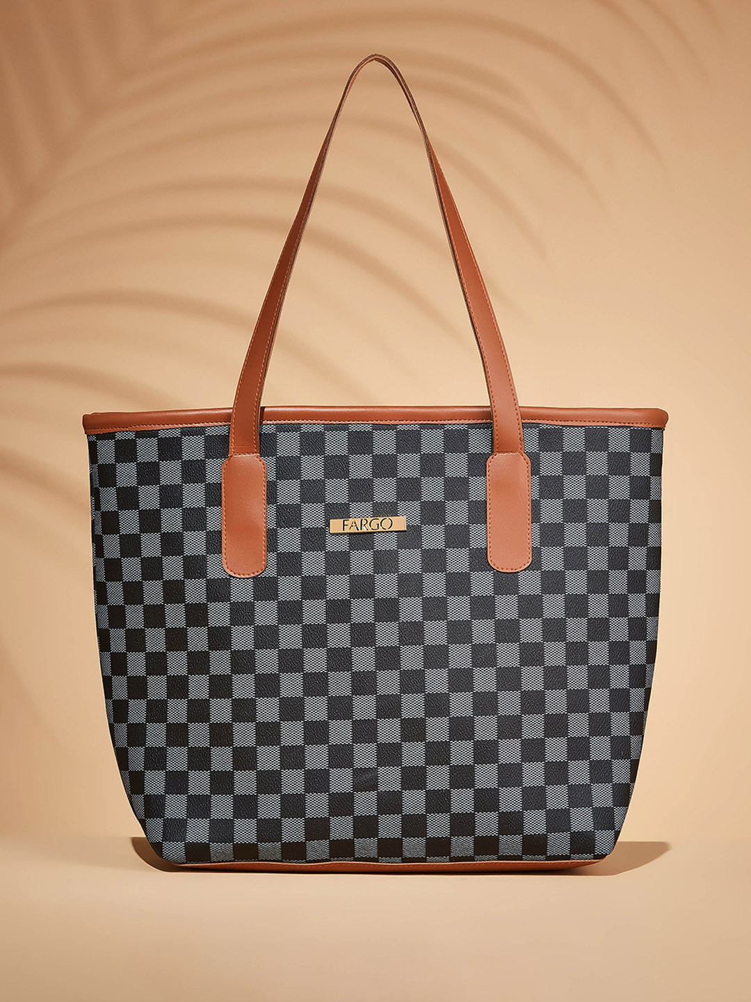 FARGO Checked Oversized Structured Shoulder Bag - Up to 12 inch Laptop