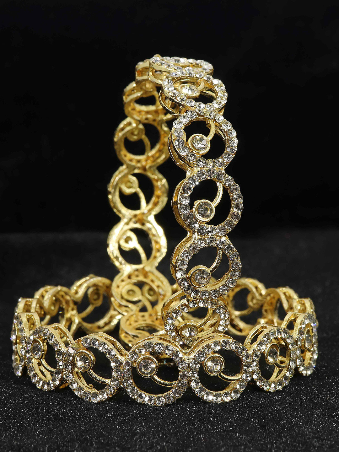 NMII Set Of 2 Gold-Plated Crystal Stoned Bangles