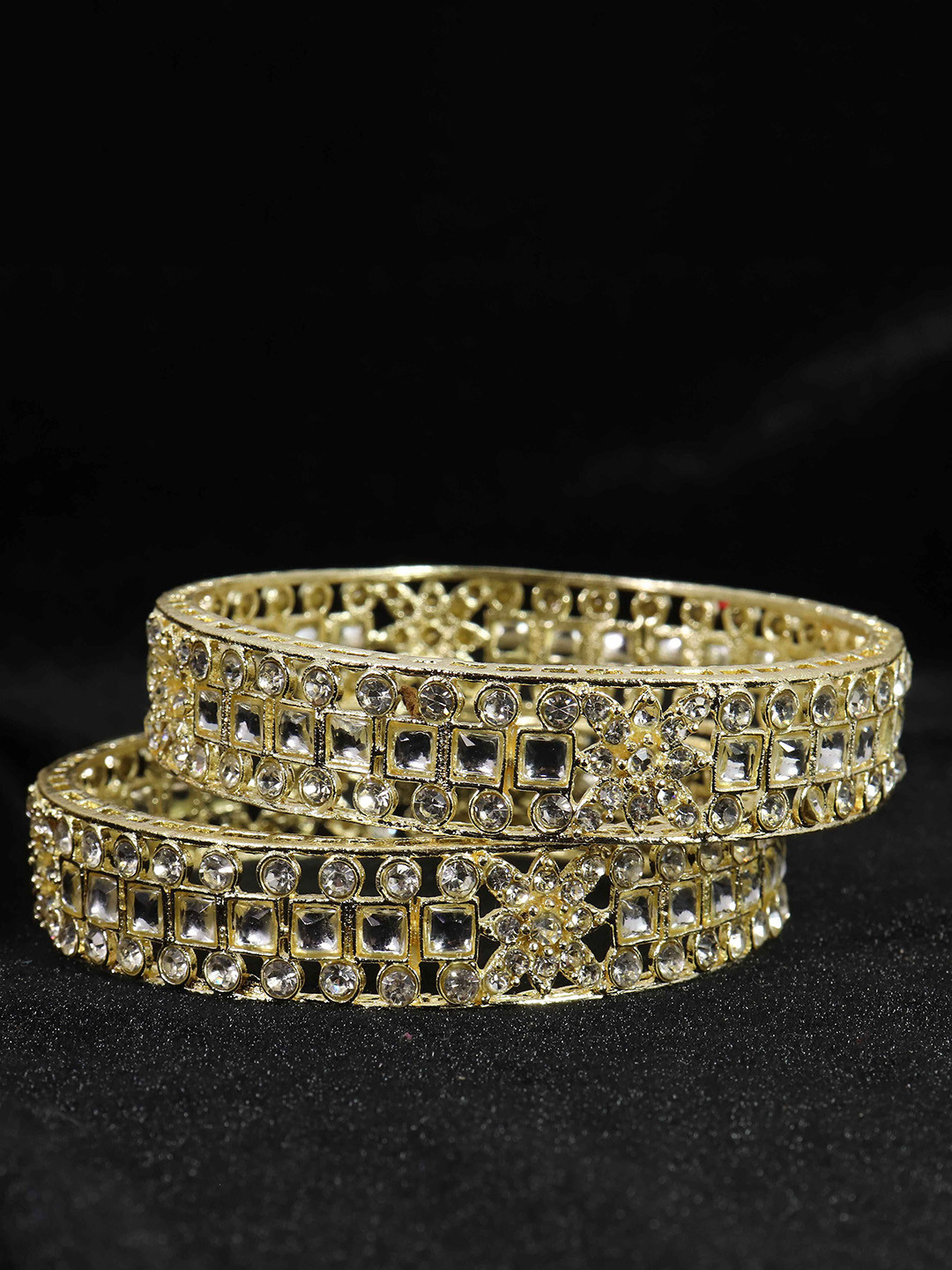 NMII Set Of 2 Gold-Plated AD-Studded Bangles