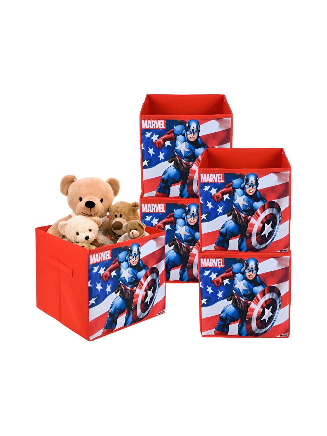 Kuber Industries Red & Blue 5 Pieces Marvel Captain America Printed Drawer Organisers