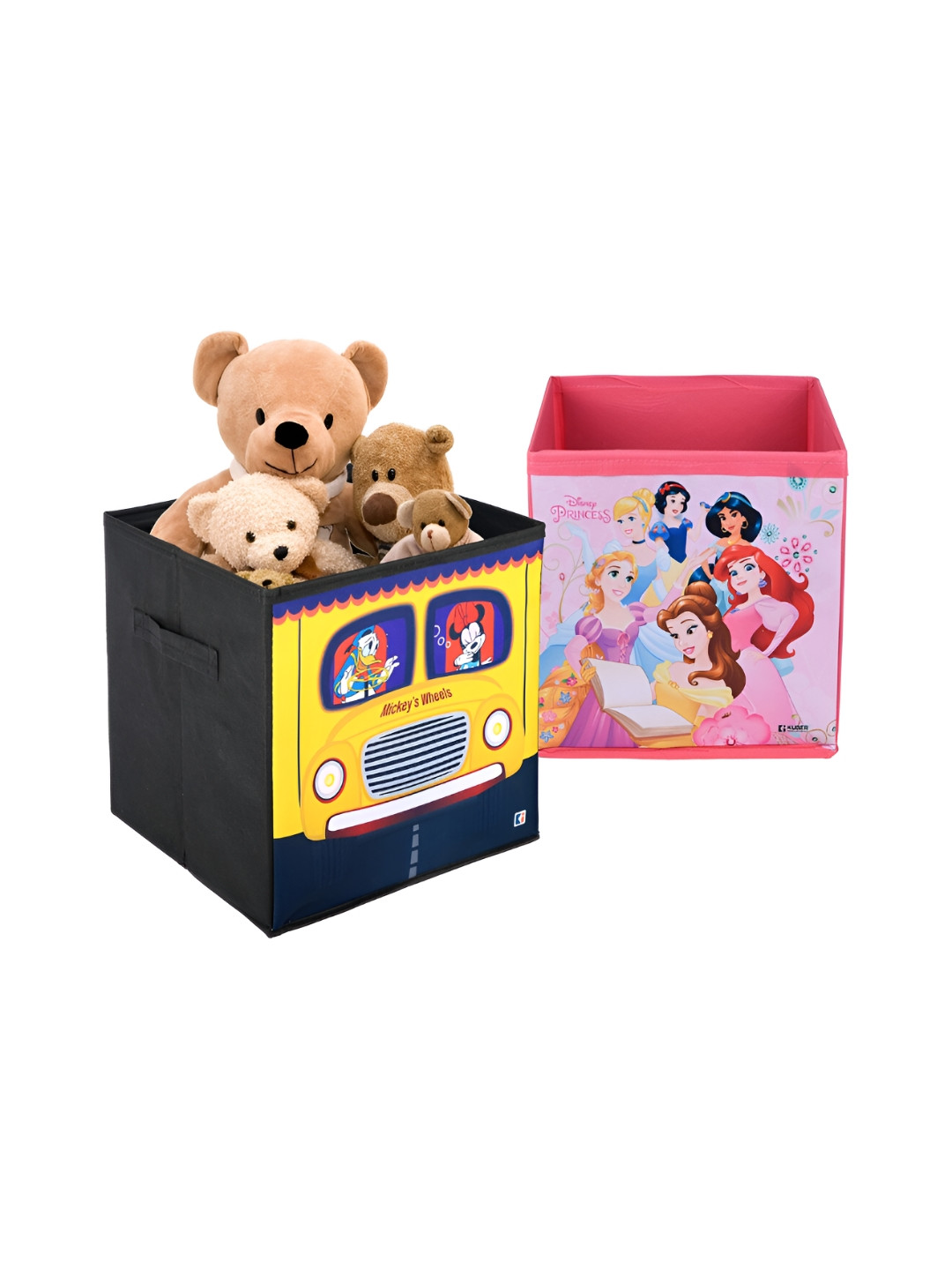 Kuber Industries Black & Pink 2 Pieces Disney Printed  Multi-Utility Organisers 33 Ltr