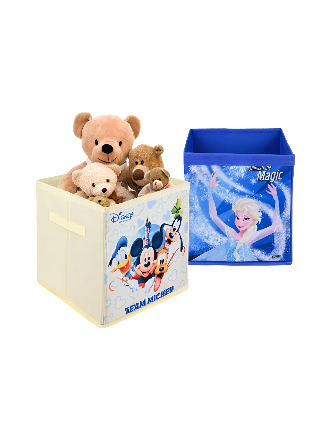 Kuber Industries Off White & Blue Disney Printed 2 Pcs Multi-Utility Organisers 33 LTR